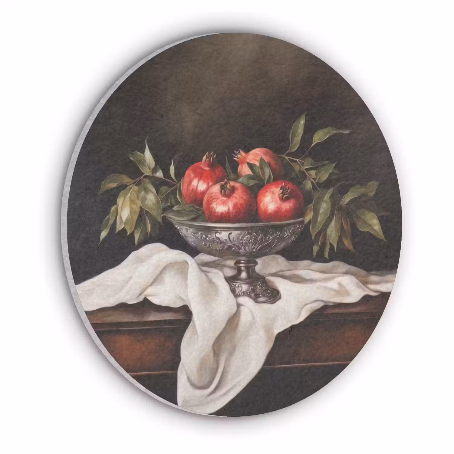 Granaatappels - Klassiek - Vintage Akoestische PET Vilt - Rond klein -3d