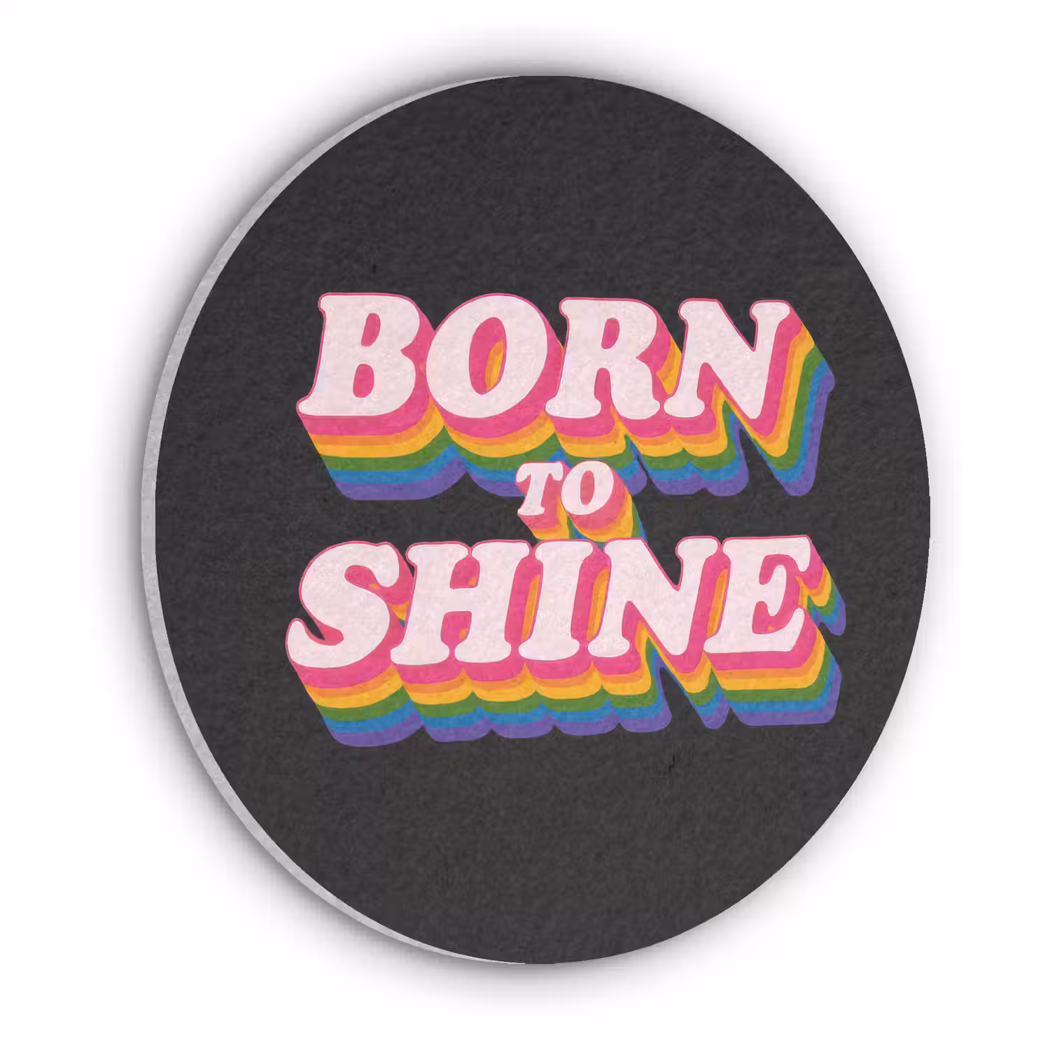 Quote - Regenboog - Roze - Zwart Akoestische PET Vilt - Rond klein -3d