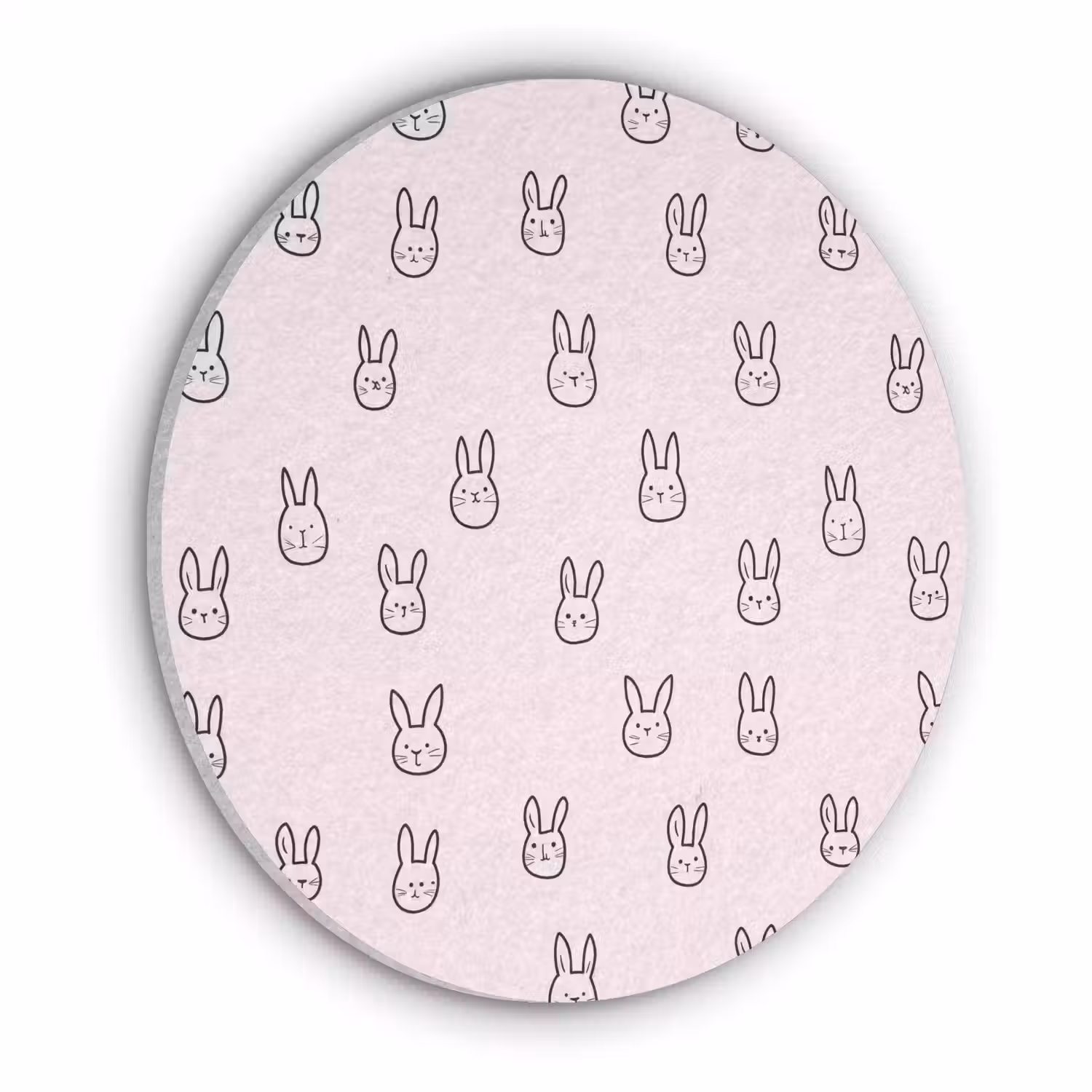 Konijnen - Minimalistisch - Roze Akoestische PET Vilt - Rond klein 838 -3d