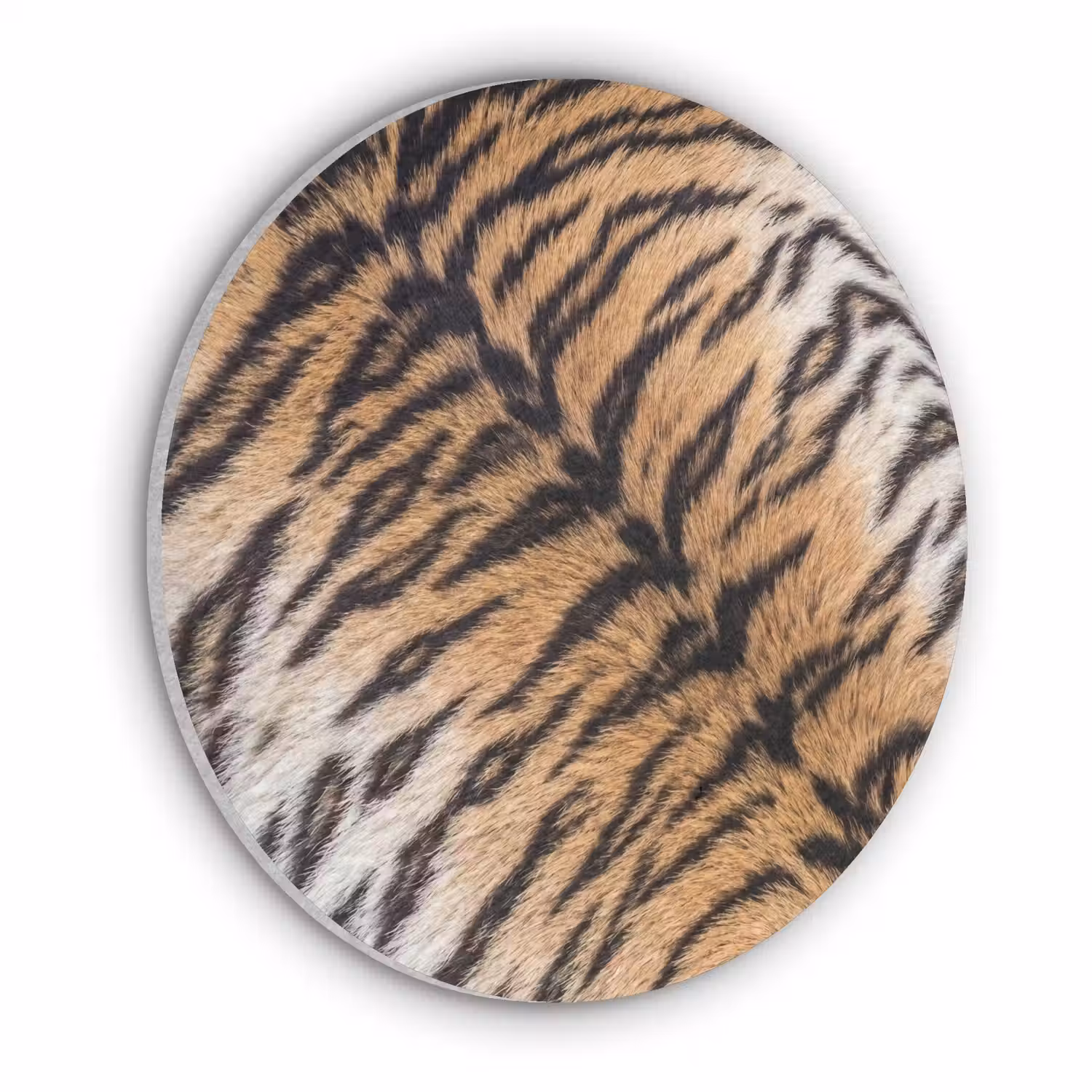 Realistisch - Tijgervacht - Zwart Akoestische PET Vilt - Rond klein -3d
