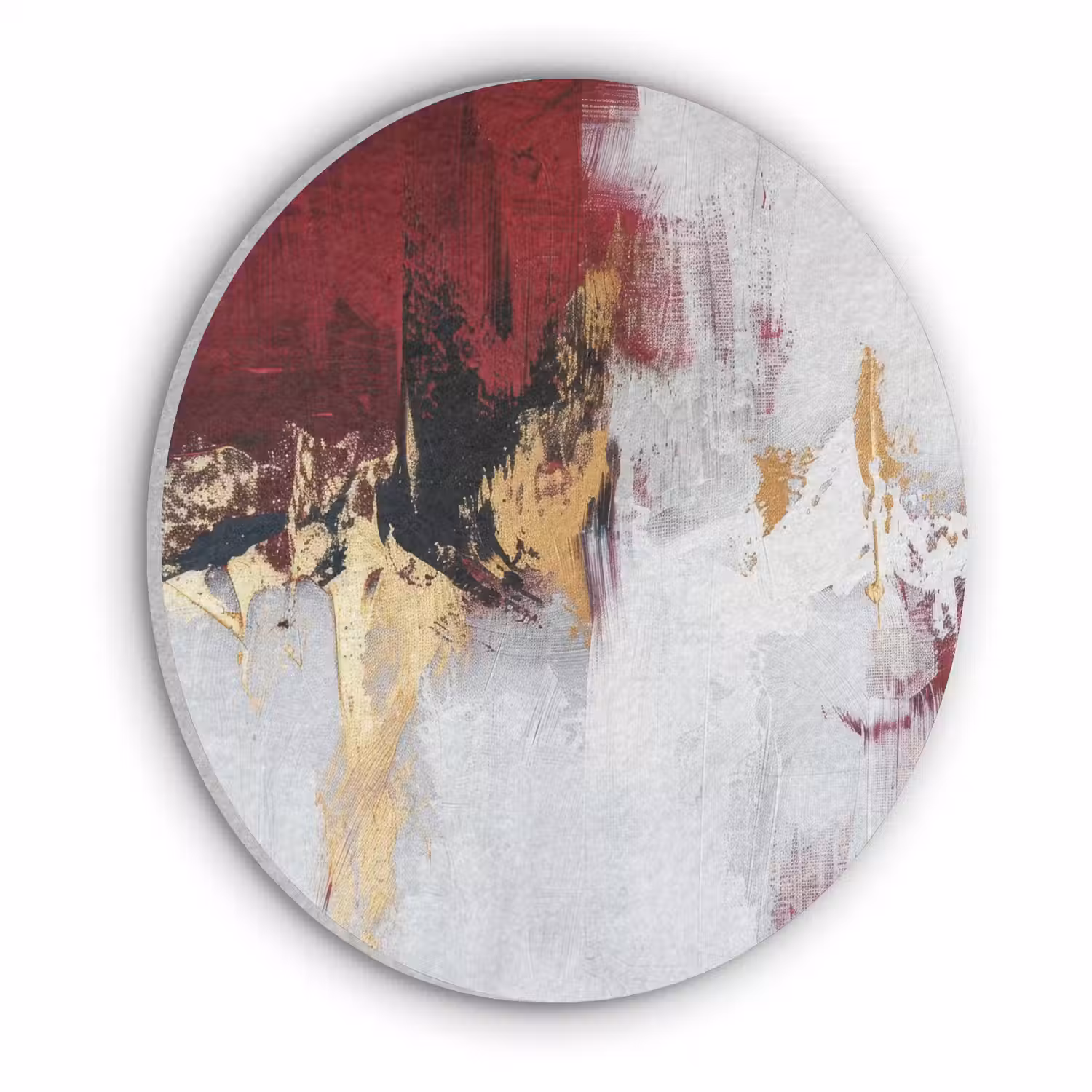 Rood - Marmer - Abstract - Goud - Modern Akoestische PET Vilt - Rond klein -3d