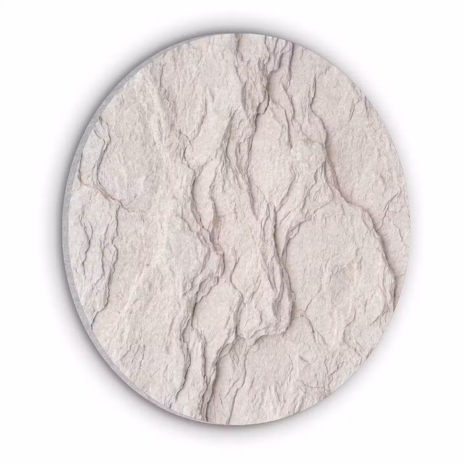 Rots - Structuur - Natuur - Beige - Abstract Akoestische PET Vilt - Rond klein -3d