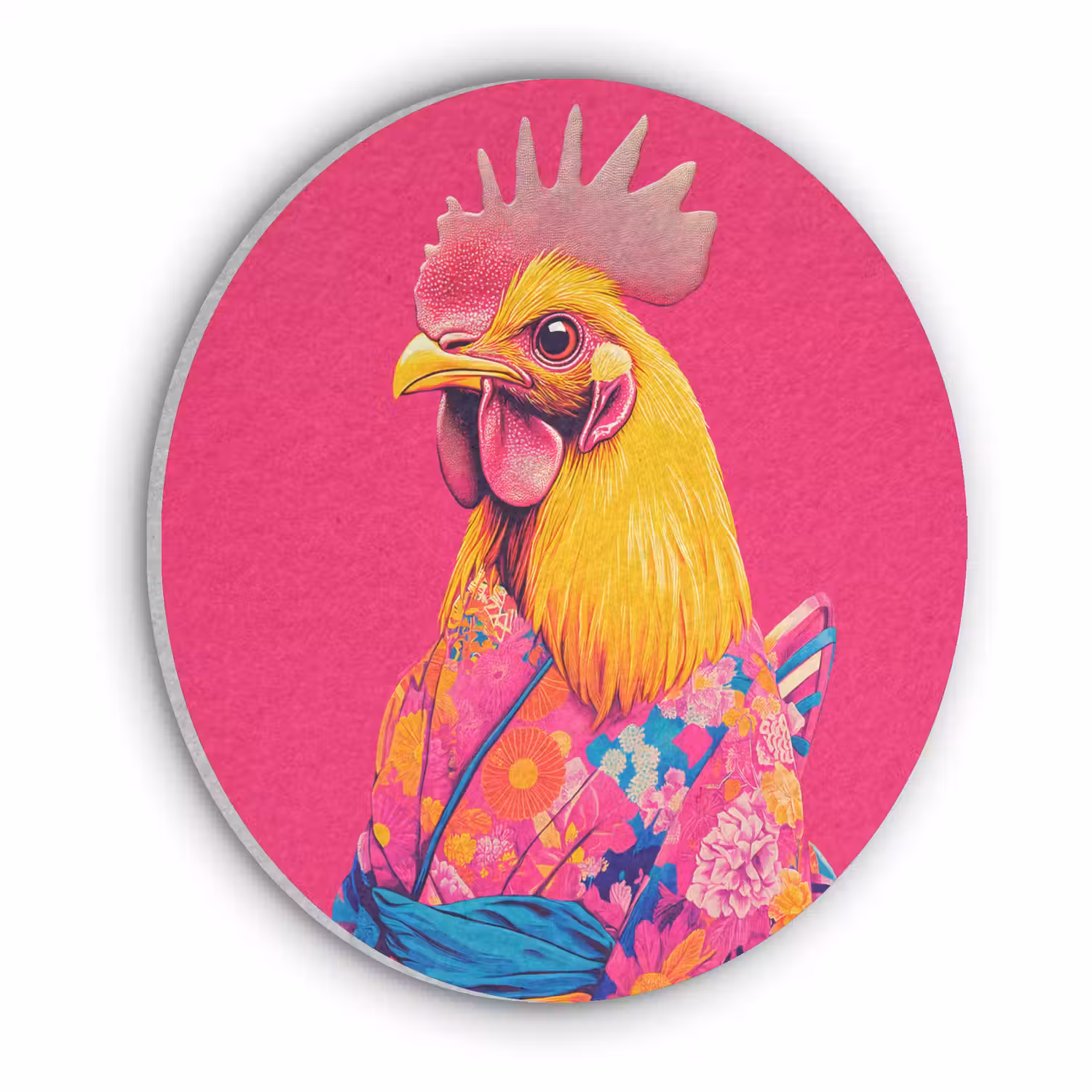 Haan - Kleurrijk - Kimono - Roze Akoestische PET Vilt - Rond klein -3d
