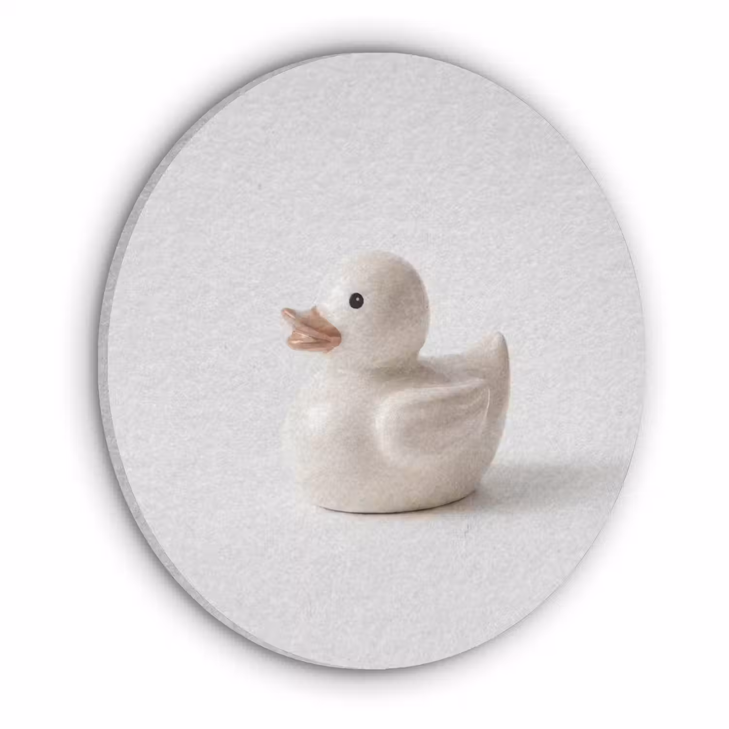 Badeend - Minimalistisch - Wit Akoestische PET Vilt - Rond klein -3d