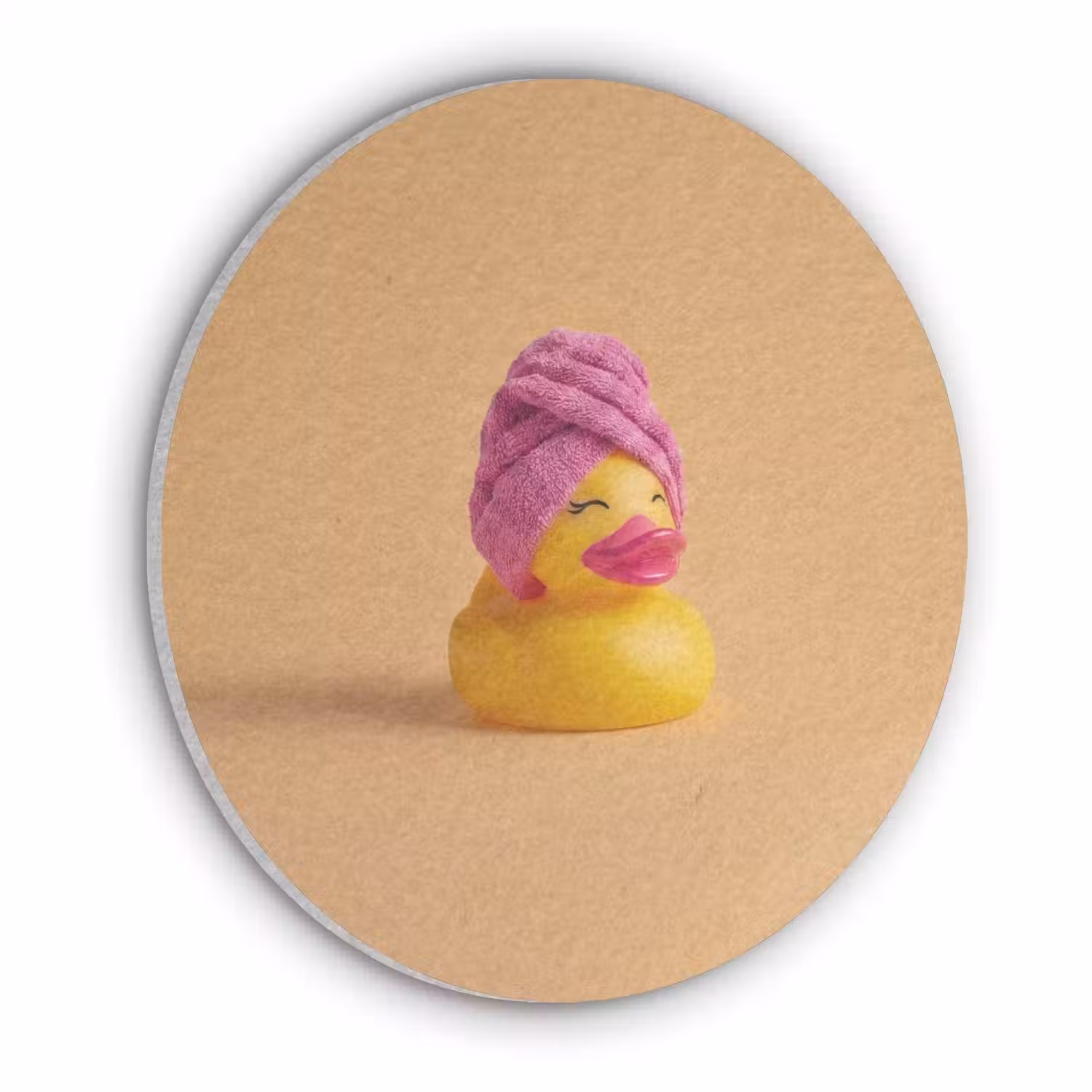 Badeend - Handdoek - Kleurrijk Akoestische PET Vilt - Rond klein -3d
