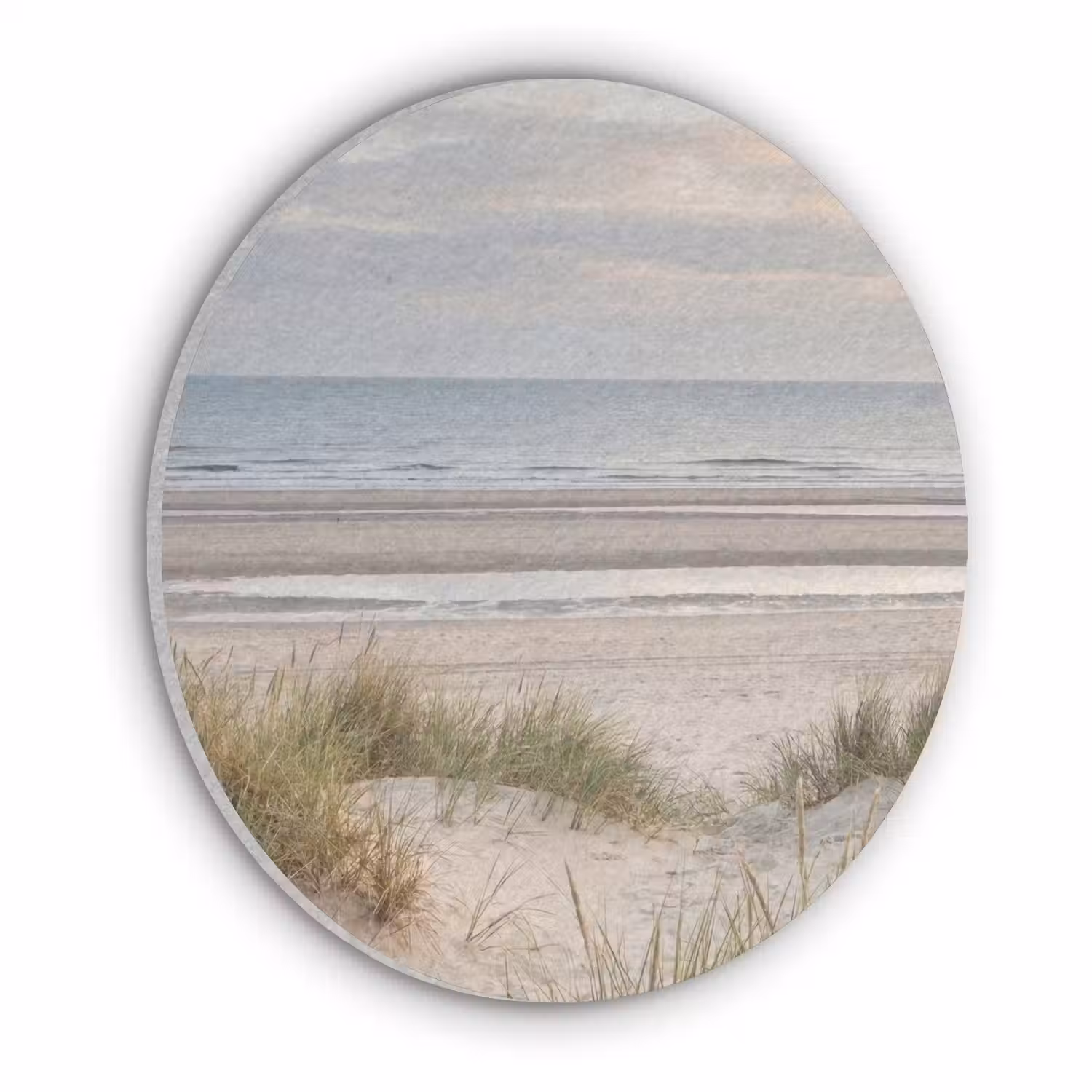 Zandstrand - Bewolkt - Duinen Akoestische PET Vilt - Rond klein -3d