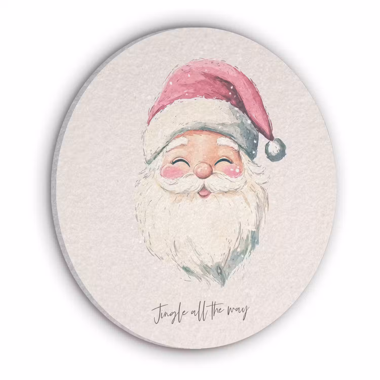 Kerstman - Kerst - Quote - Beige Akoestische PET Vilt - Rond klein -3d