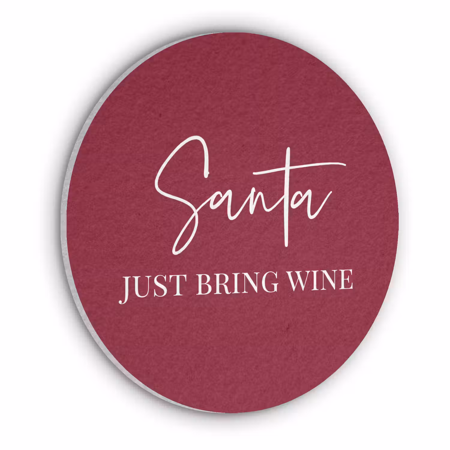 Santa - Wine - Rood - Kerst - Kerstman Akoestische PET Vilt - Rond klein -3d
