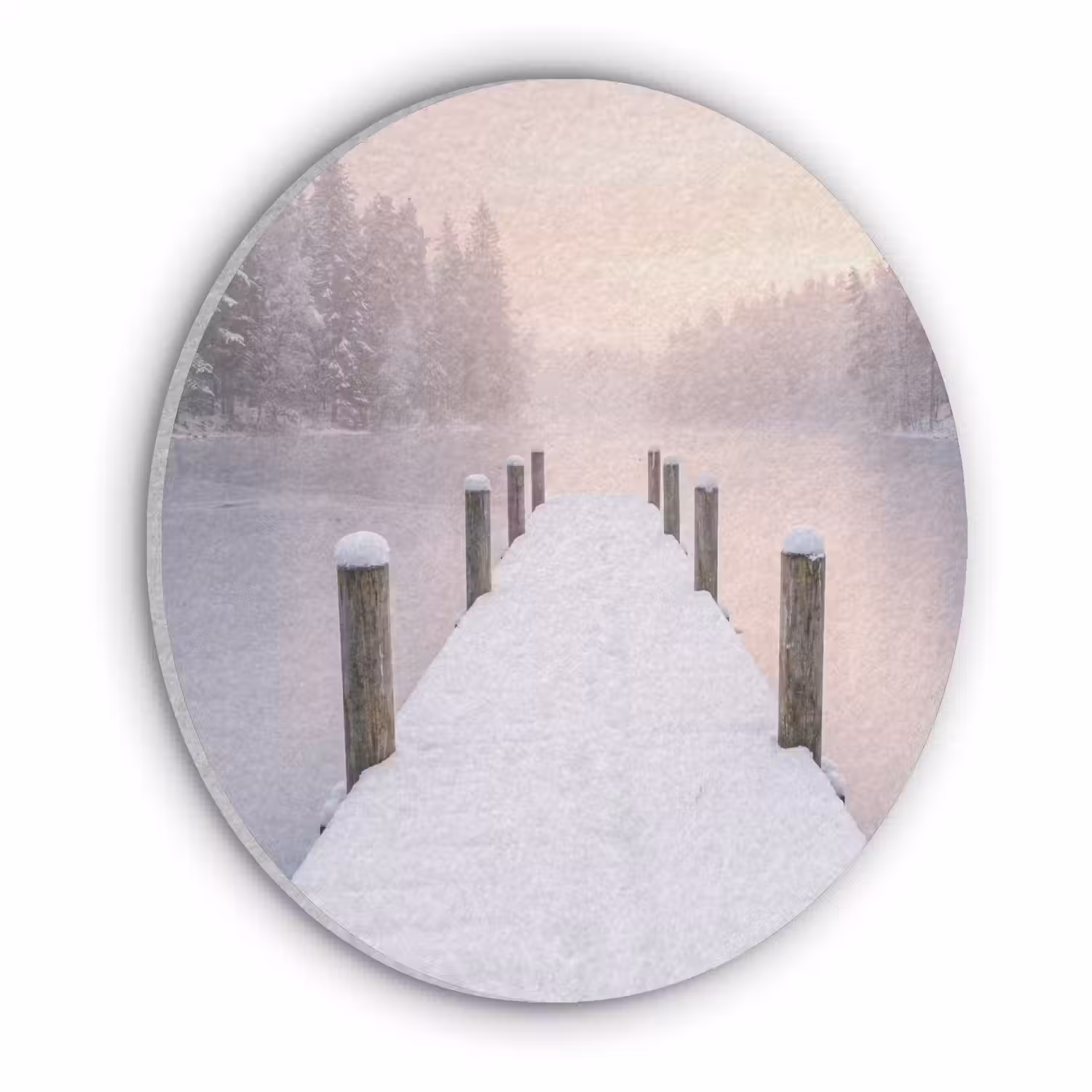 Steiger - Meer - Mist - Winter - Serene Akoestische PET Vilt - Rond klein -3d