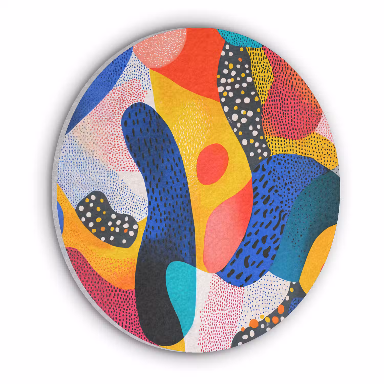 Vormen - Abstract - Stippels - Blauw Akoestische PET Vilt - Rond klein -3d