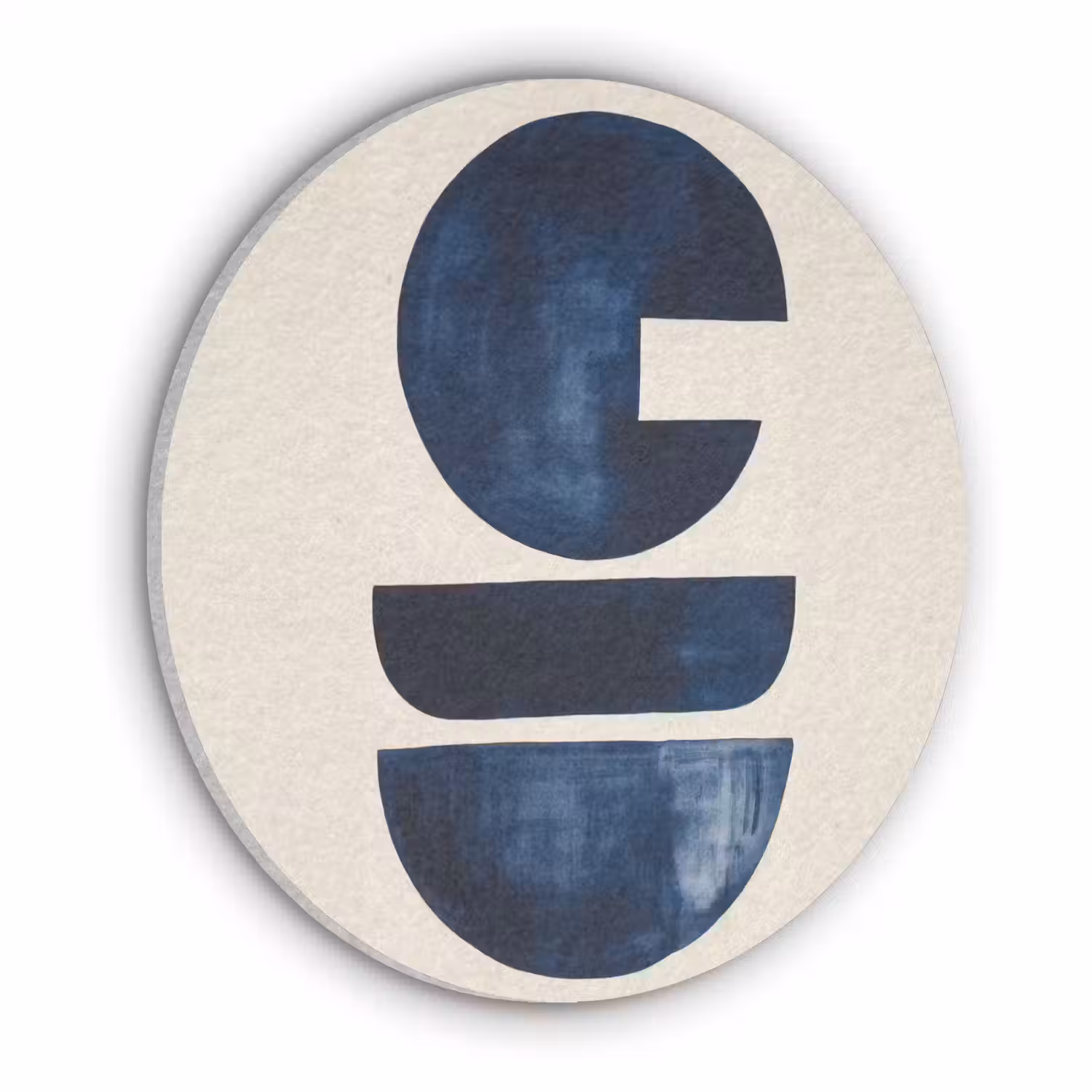 Vormen - Blauw - Abstract Akoestische PET Vilt - Rond klein -3d