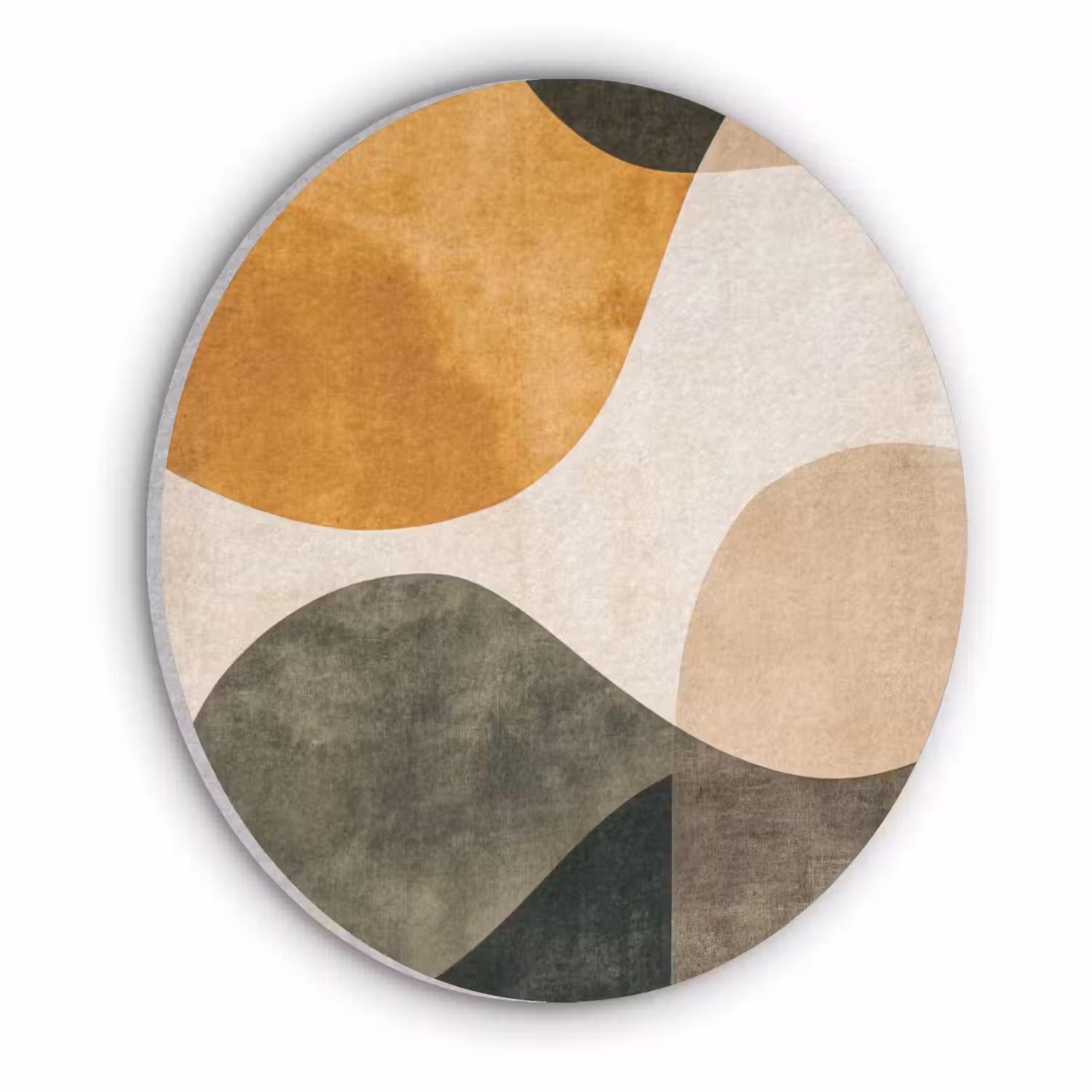 Vormen - Okergeel - Abstract Akoestische PET Vilt - Rond klein -3d