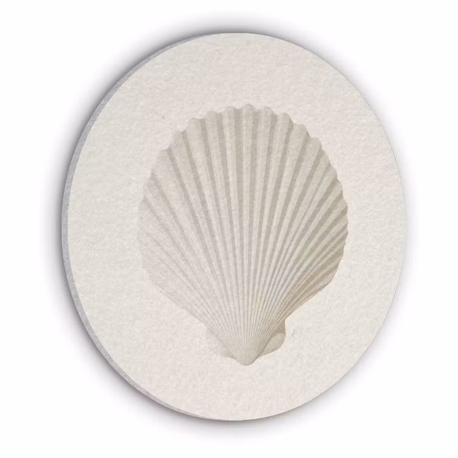 Schelp - Minimalistisch - Wit Akoestische PET Vilt - Rond klein -3d