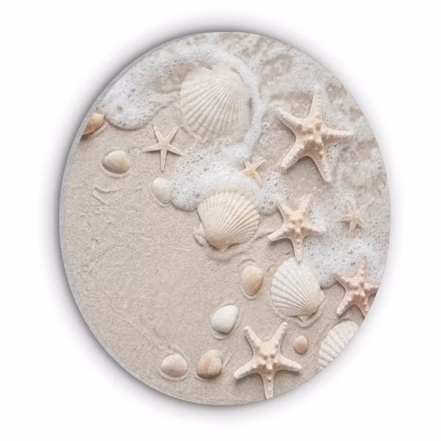 Schelpen - Zeesterren - Strand Akoestische PET Vilt - Rond klein -3d