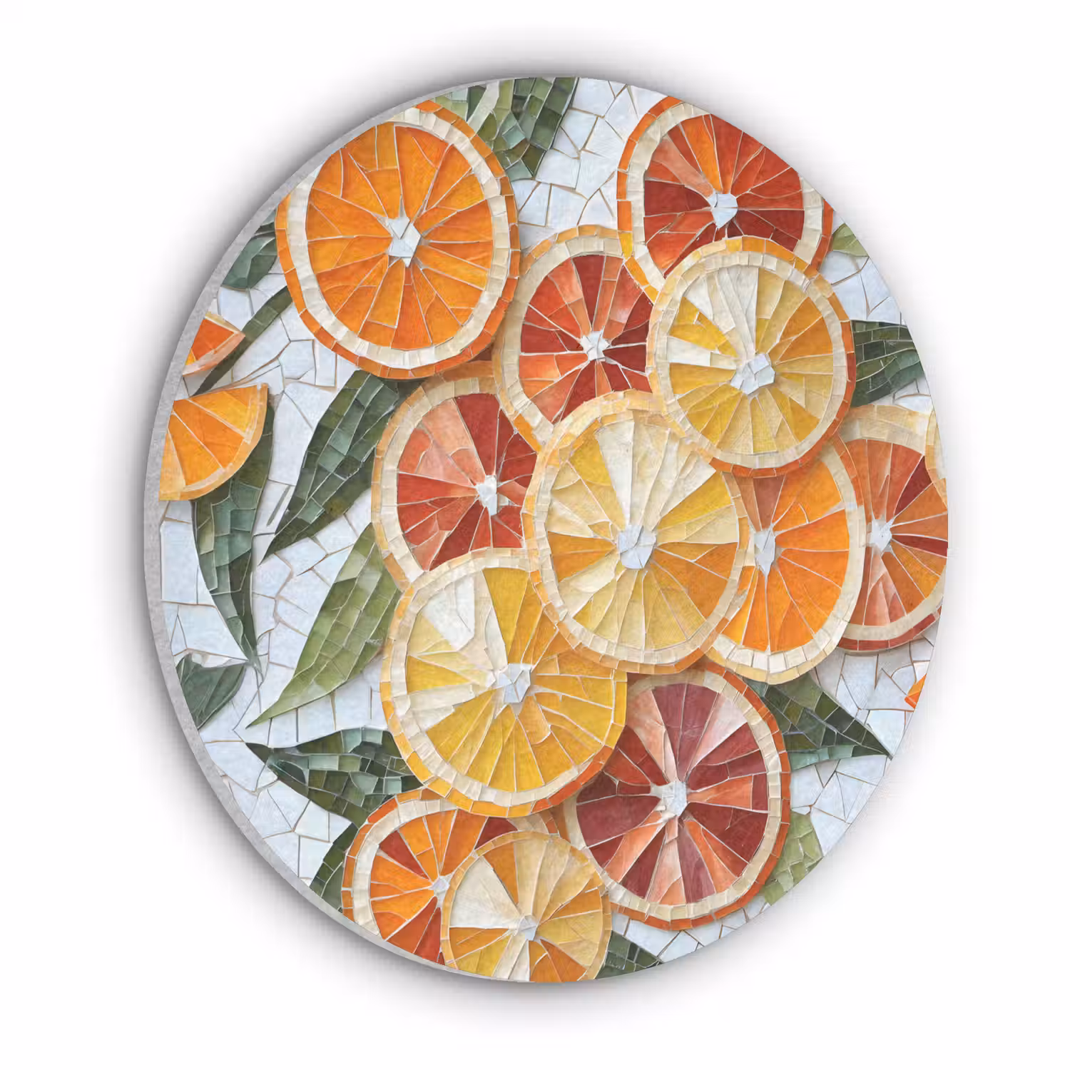 Schijfjes - Fruit - Oranje - Mozaïek Akoestische PET Vilt - Rond klein -3d