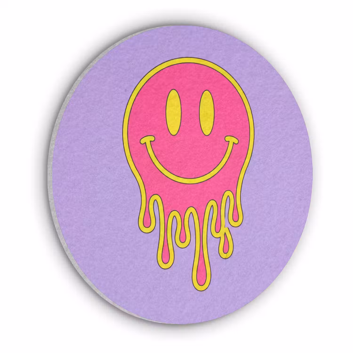 Smiley - Drip - Neon Akoestische PET Vilt - Rond klein -3d