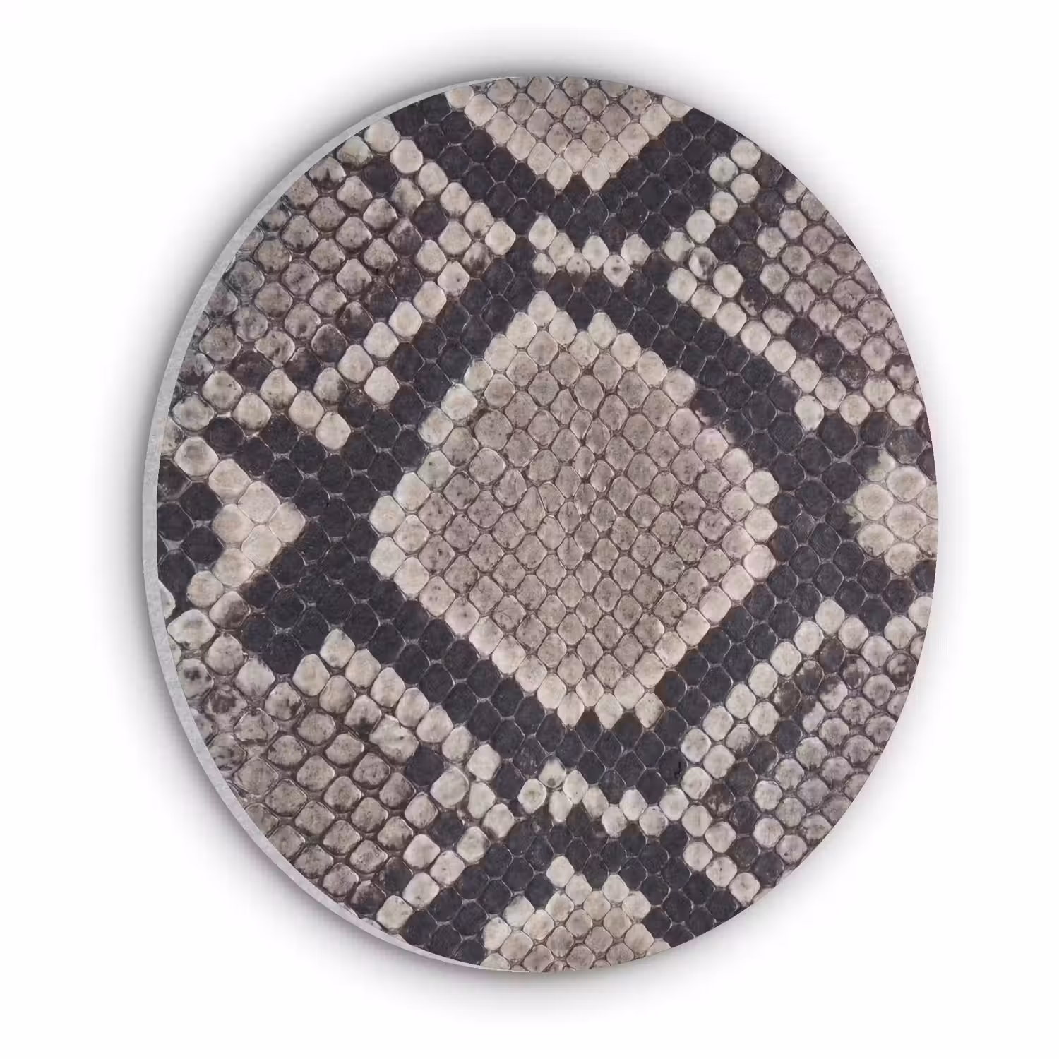 Slangenleer - Patroon - Beige Akoestische PET Vilt - Rond klein -3d
