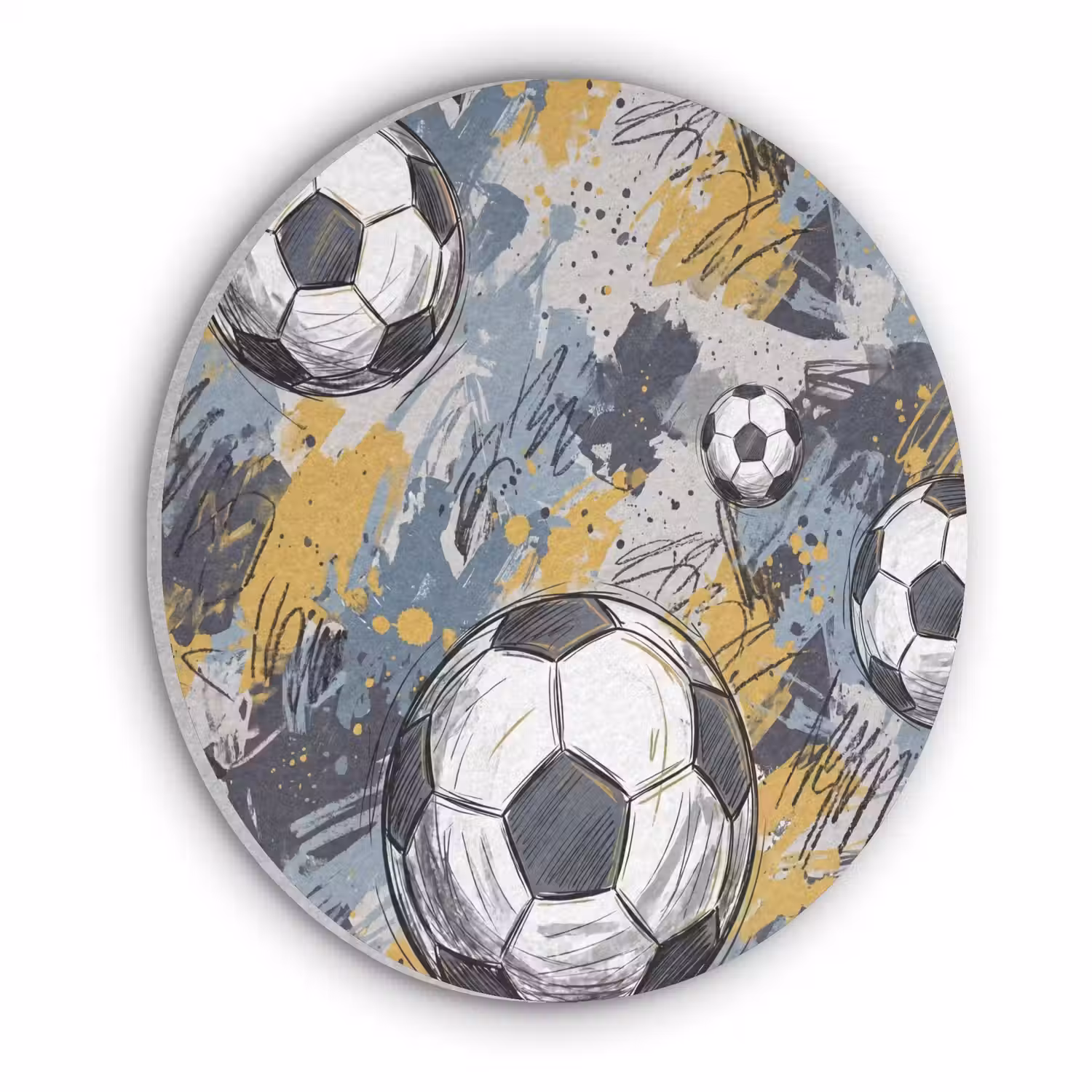 Voetbal - Abstract - Sport - Kleurrijk Akoestische PET Vilt - Rond klein -3d
