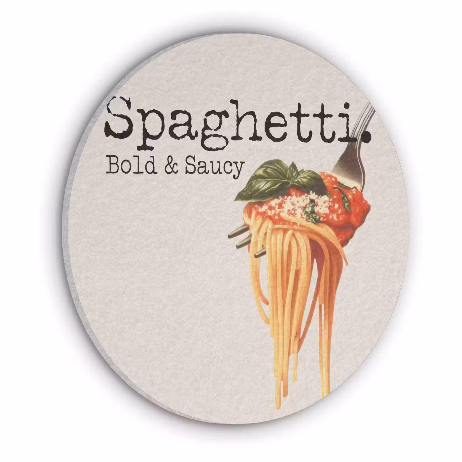 Spaghetti - tomatensaus - Parmezaanse kaas Akoestische PET Vilt - Rond klein -3d