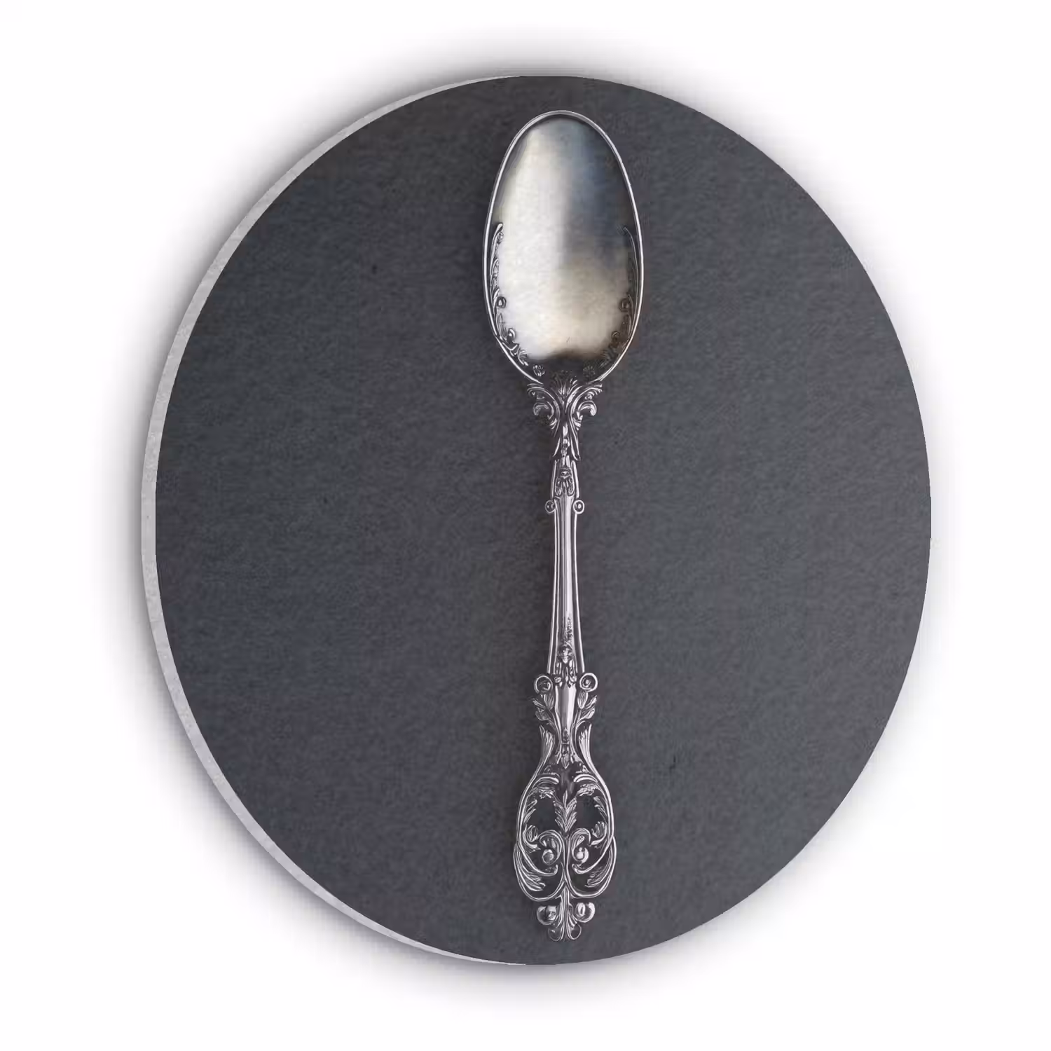 Lepel - Zilver - Metaal Akoestische PET Vilt - Rond klein -3d