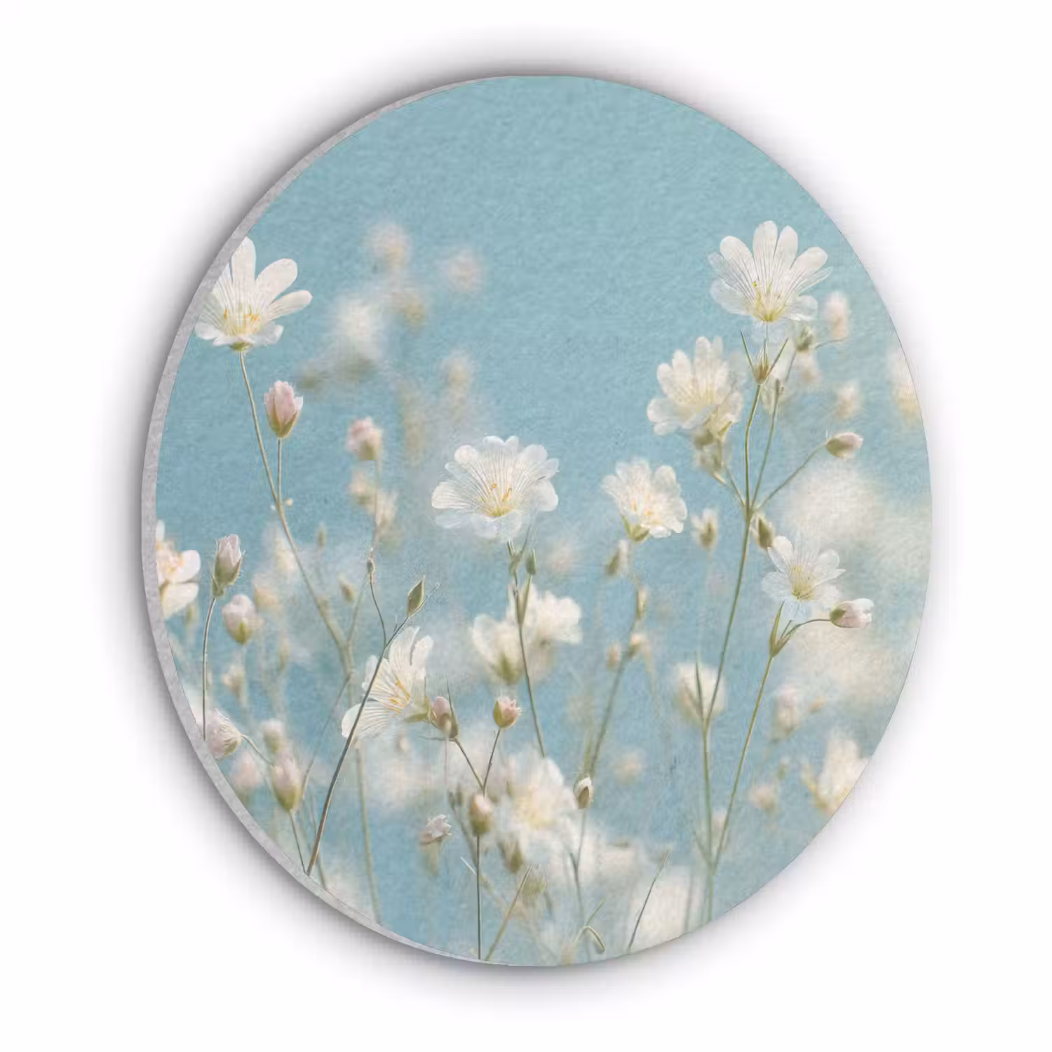 Stengels - Bloemen - Lucht - Wit Akoestische PET Vilt - Rond klein -3d