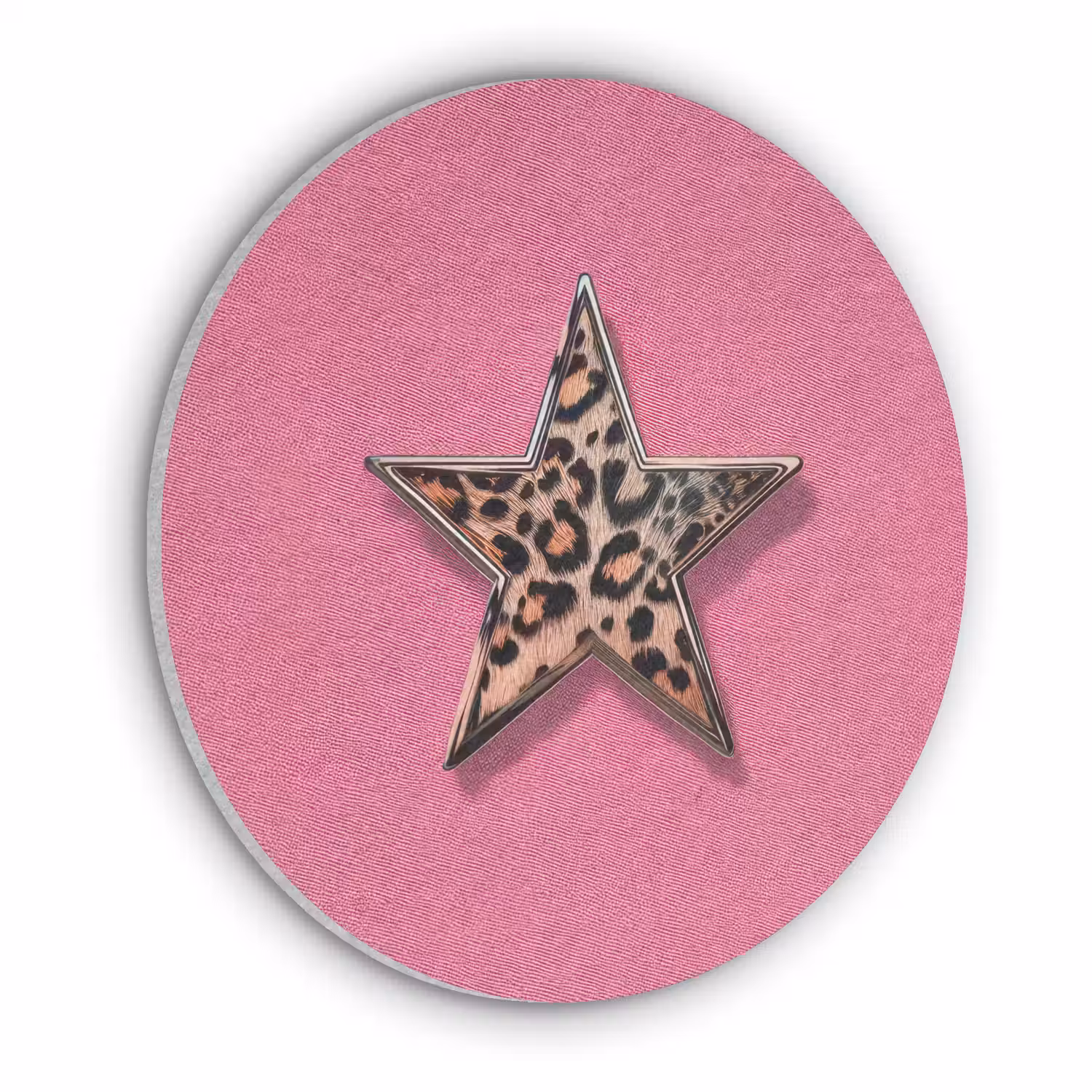 Ster - Luipaard - Print - Roze Akoestische PET Vilt - Rond klein -3d