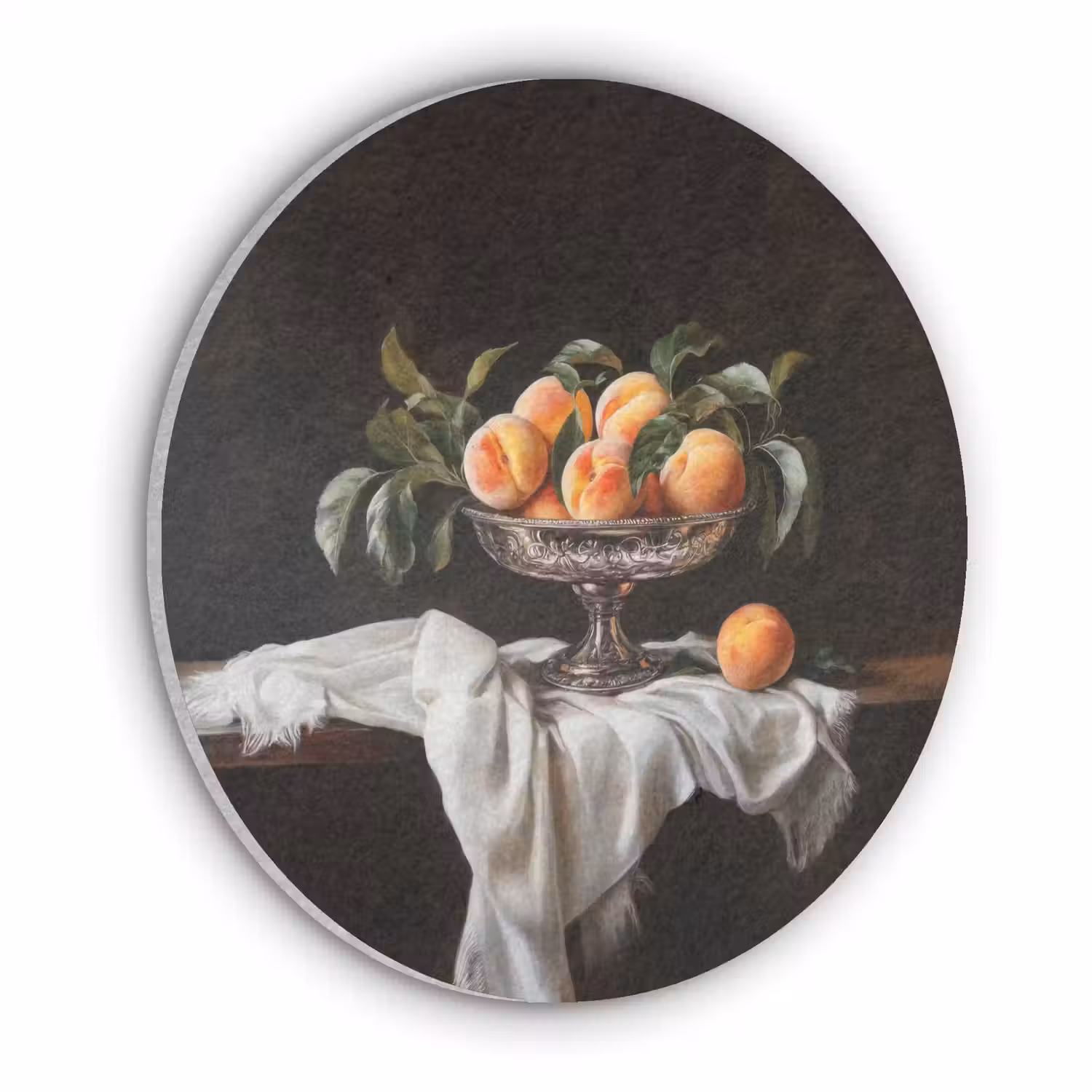 Stilleven - Perziken - Vintage Akoestische PET Vilt - Rond klein -3d