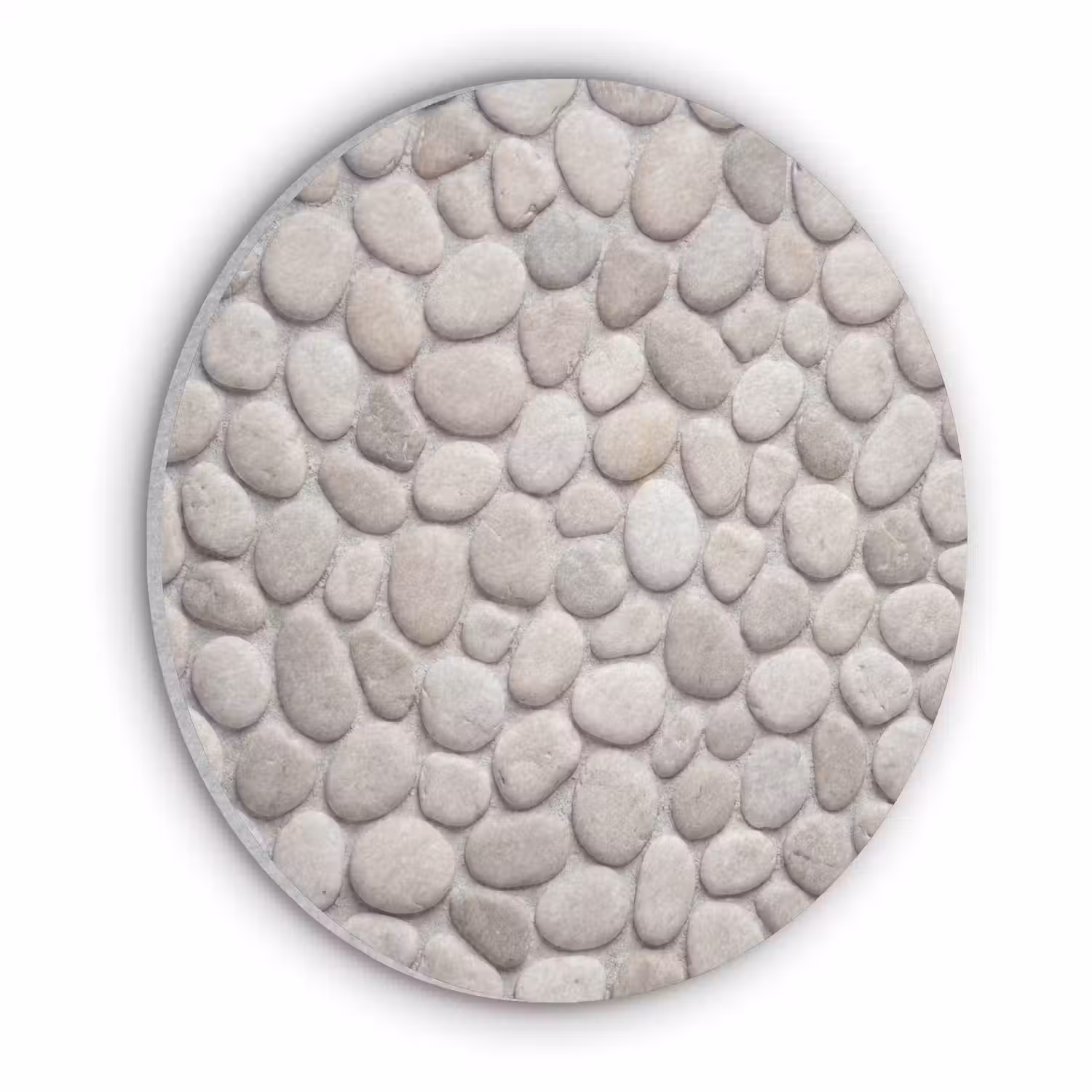 Steen - Kiezel - Natuur - Minimalistisch - Beige Akoestische PET Vilt - Rond klein -3d
