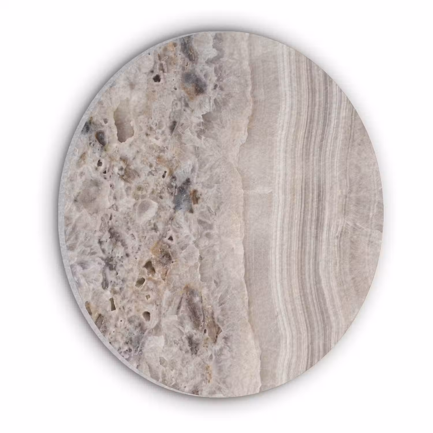 Steen - Textuur - Abstract - Beige - Wit Akoestische PET Vilt - Rond klein -3d