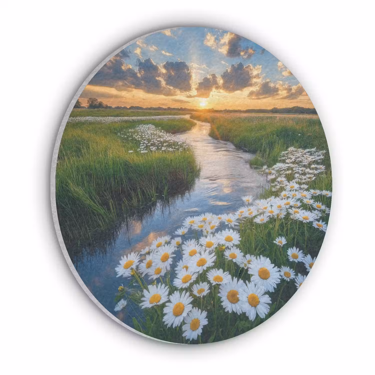 Beekje - Landschap - Margriet Akoestische PET Vilt - Rond klein -3d