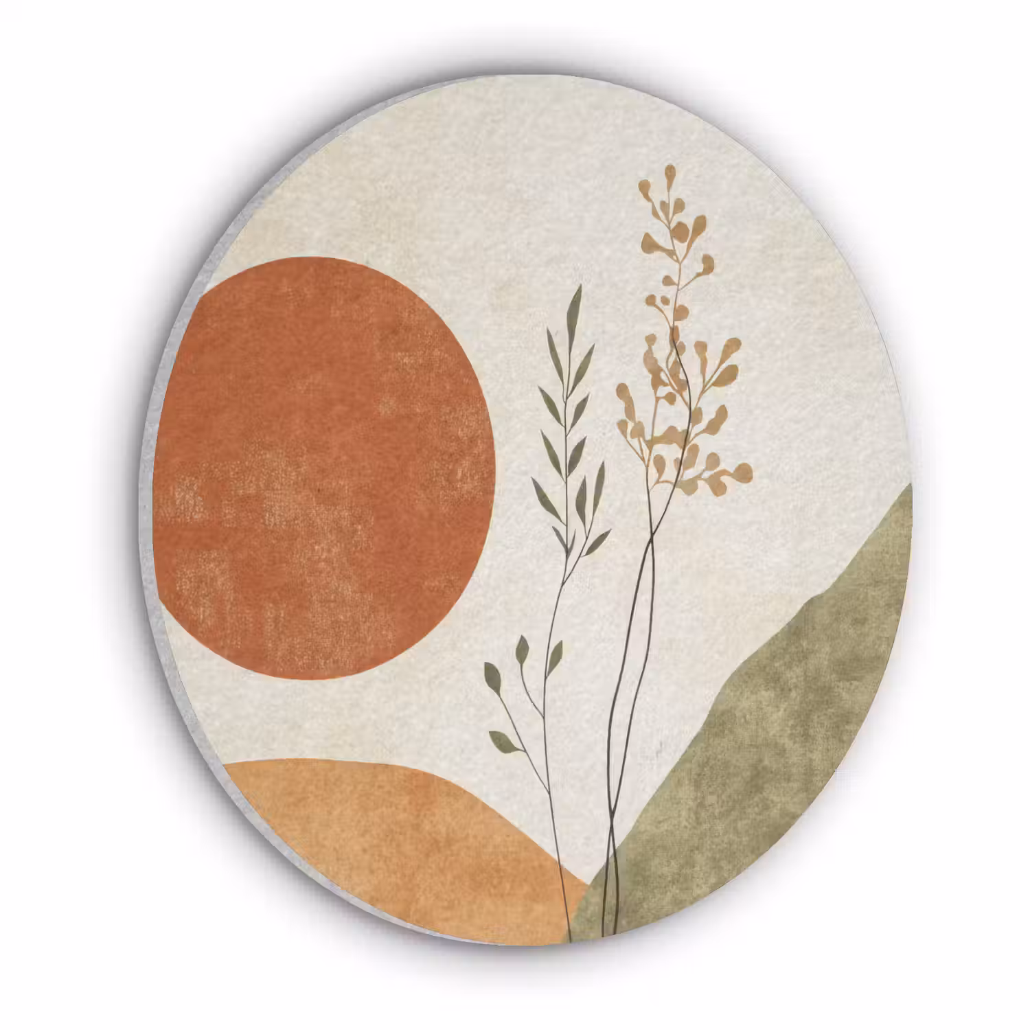 Zon - Abstract - Takken - Oranje Akoestische PET Vilt - Rond klein -3d