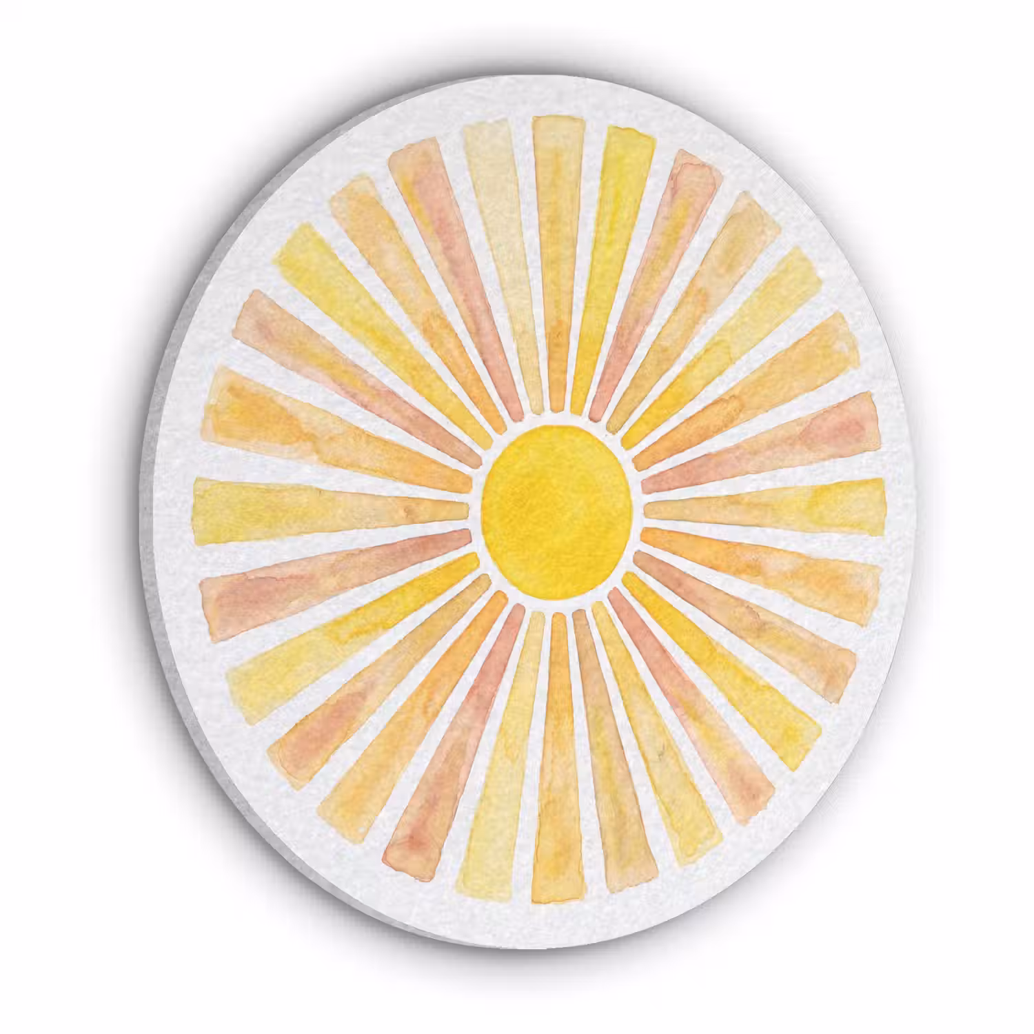 Zon - Stralen - Aquarel - Geel - Abstract Akoestische PET Vilt - Rond klein -3d