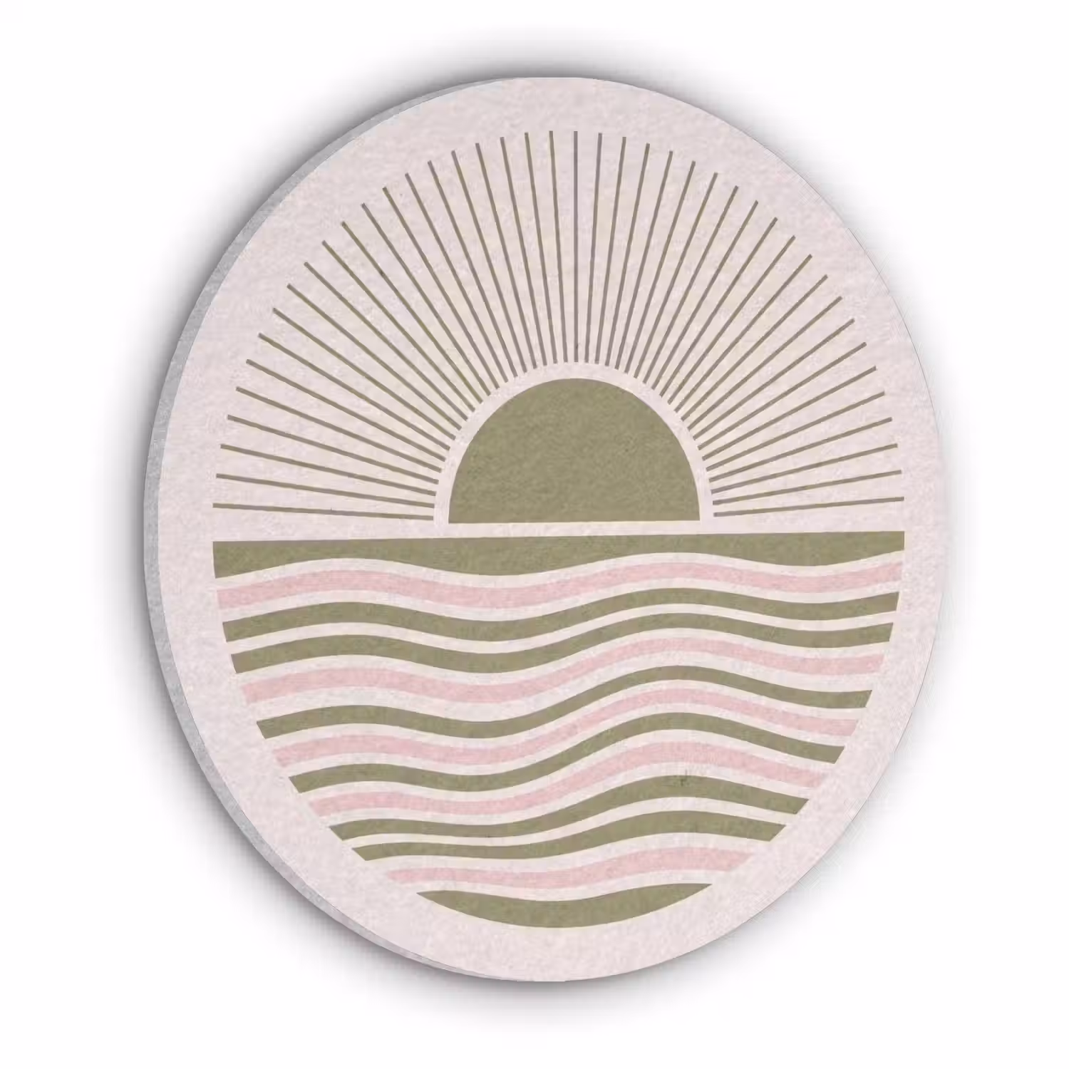 Zon - Zee - Abstract - Modern - Roze Akoestische PET Vilt - Rond klein -3d