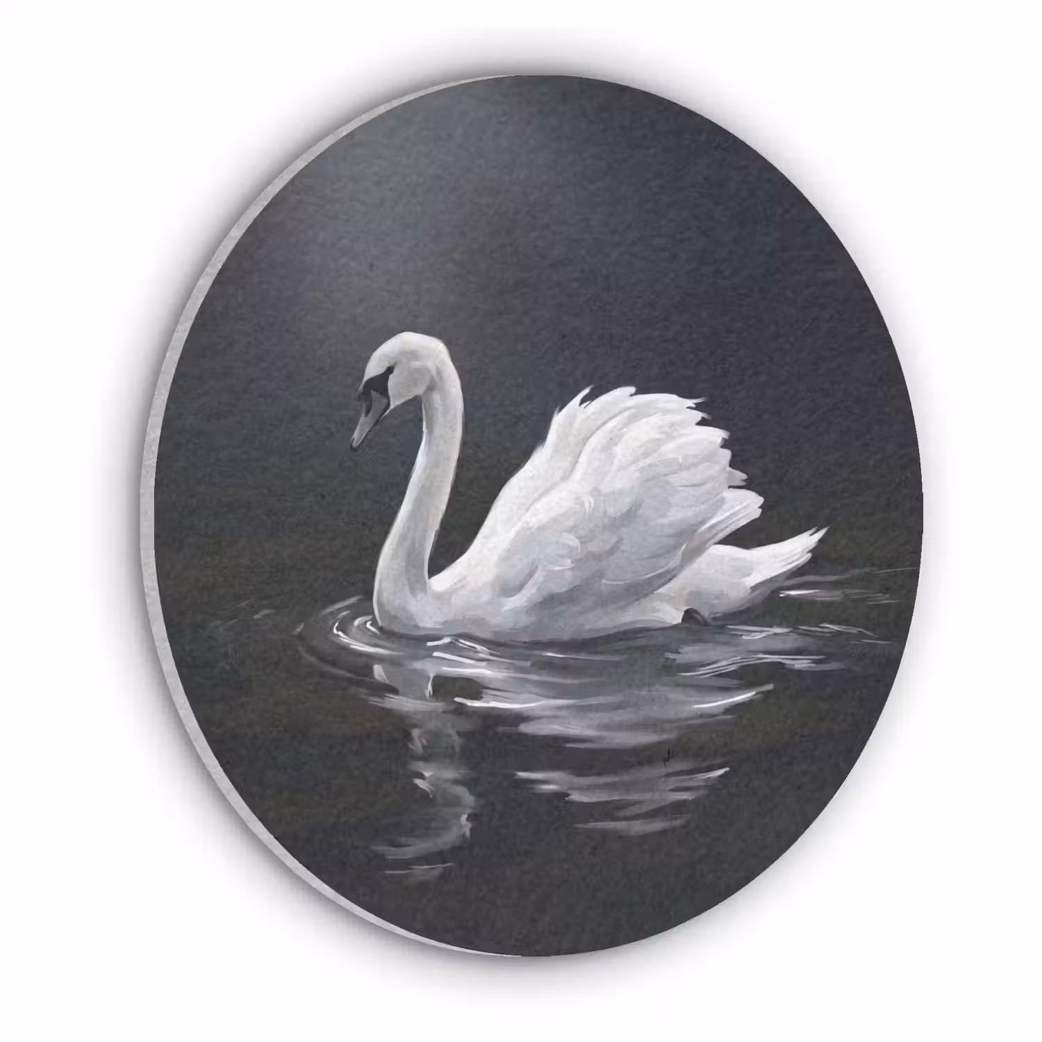 Zwaan - Water - Natuur - Realistisch - Wit Akoestische PET Vilt - Rond klein -3d