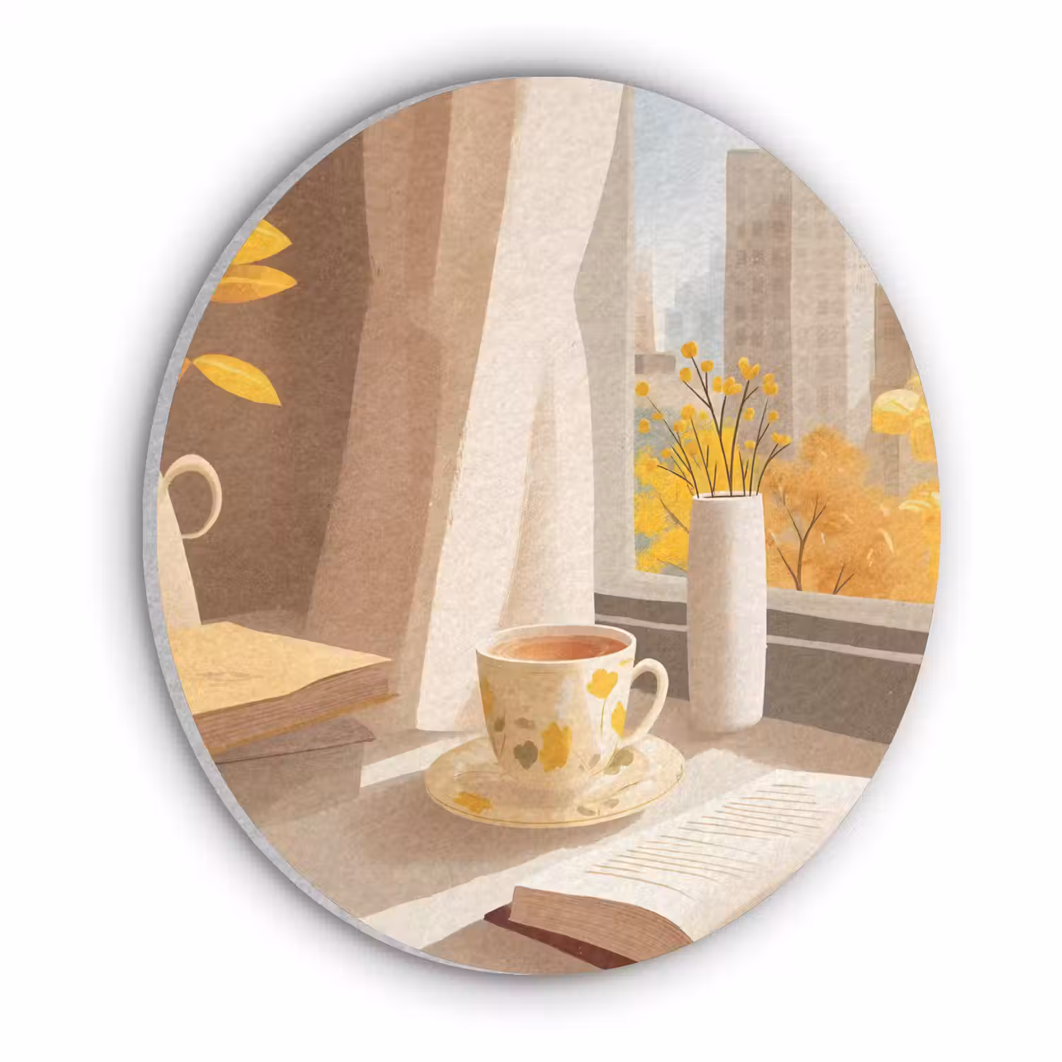 Thee - Boek - Thee - Herfst Akoestische PET Vilt - Rond klein -3d