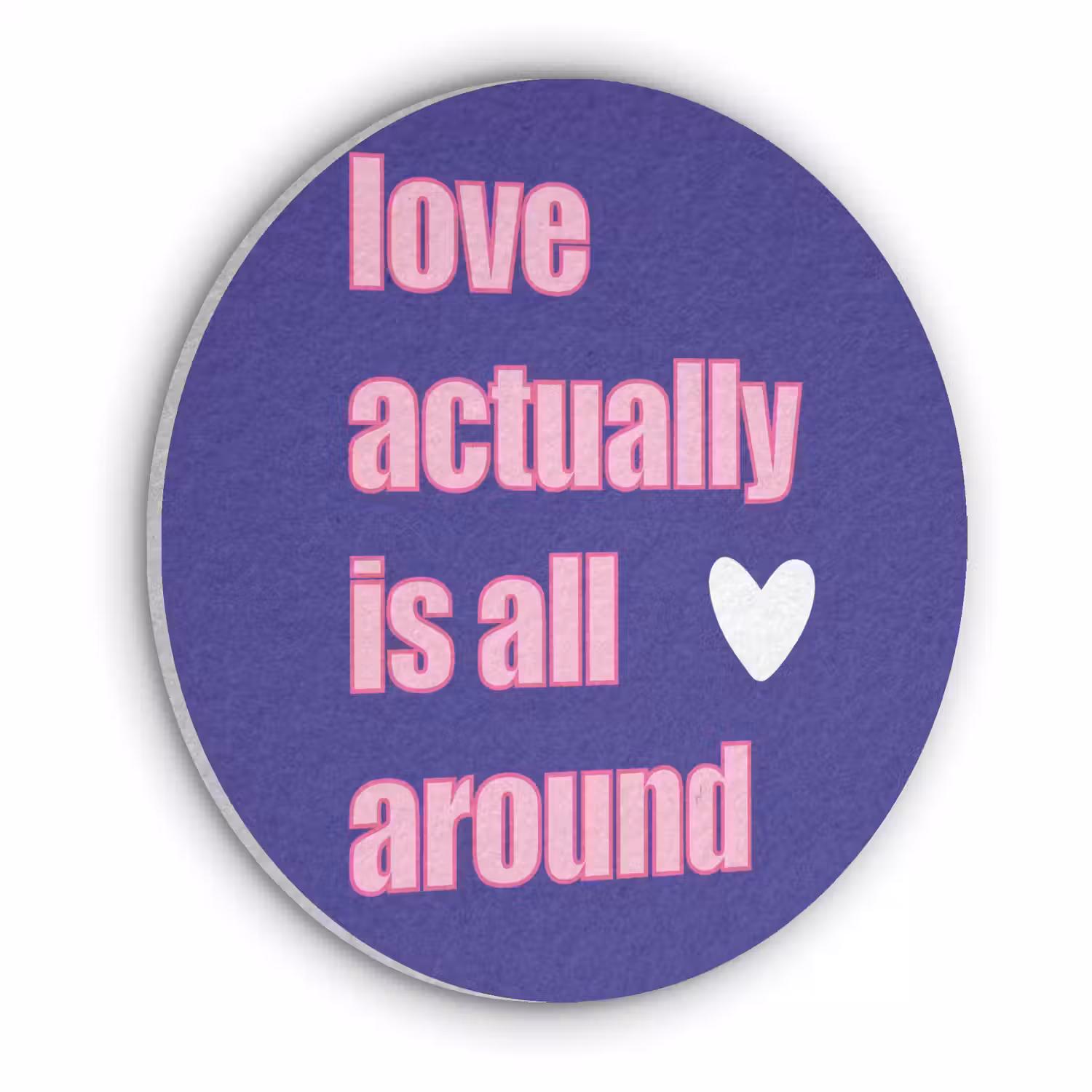 Tekst - Valentijn - Love - Blauw Akoestische PET Vilt - Rond klein -3d