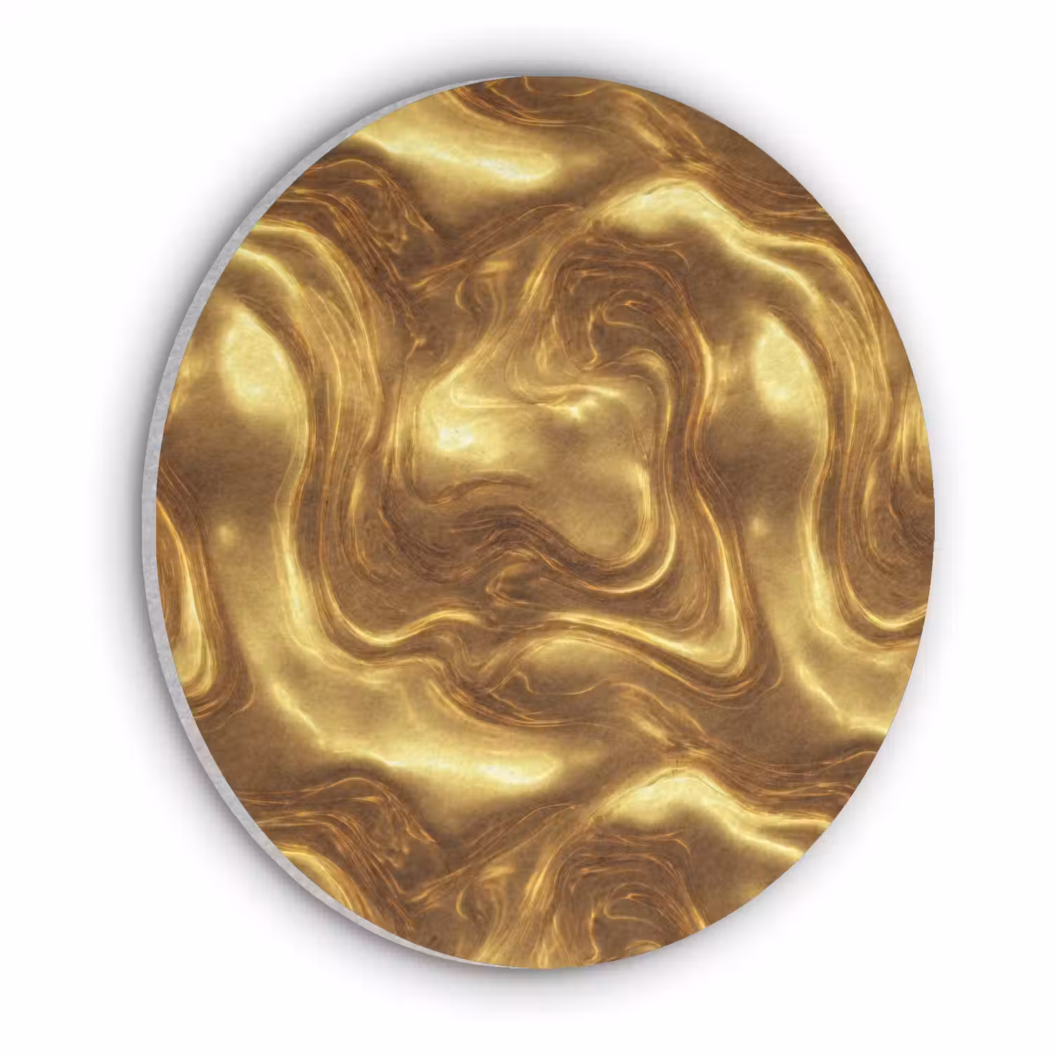 Textuur - Vloeibaar - Organisch - Goud Akoestische PET Vilt - Rond klein 838 -3d