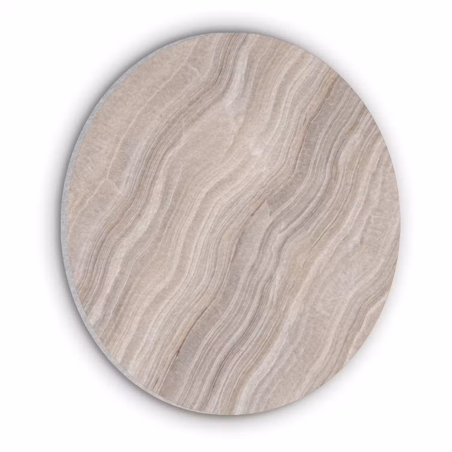Textuur - Golvend - Abstract - Modern - Beige Akoestische PET Vilt - Rond klein -3d