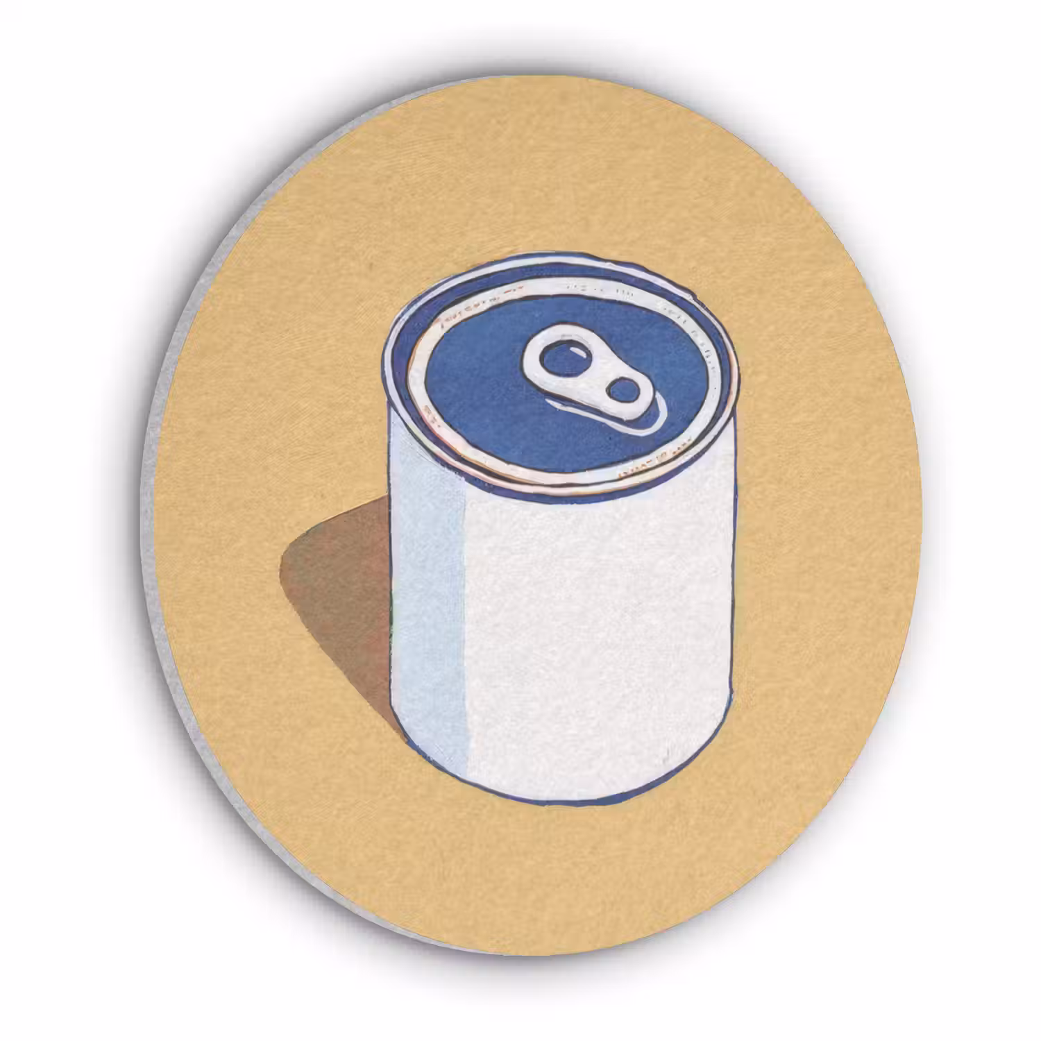 Blikje - Minimalistisch - Blauw - Illustratie Akoestische PET Vilt - Rond klein -3d