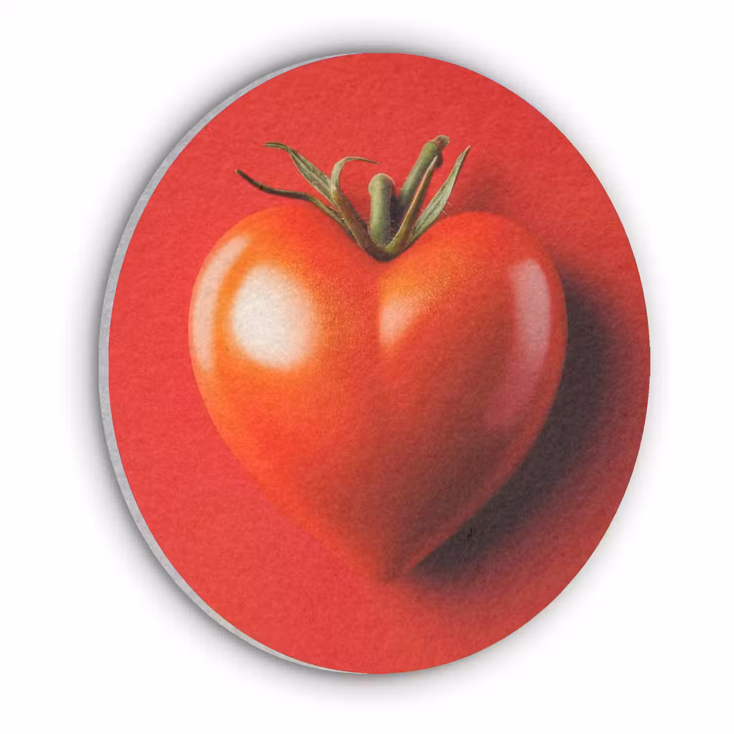 Tomaat - Rood - Hart Akoestische PET Vilt - Rond klein -3d