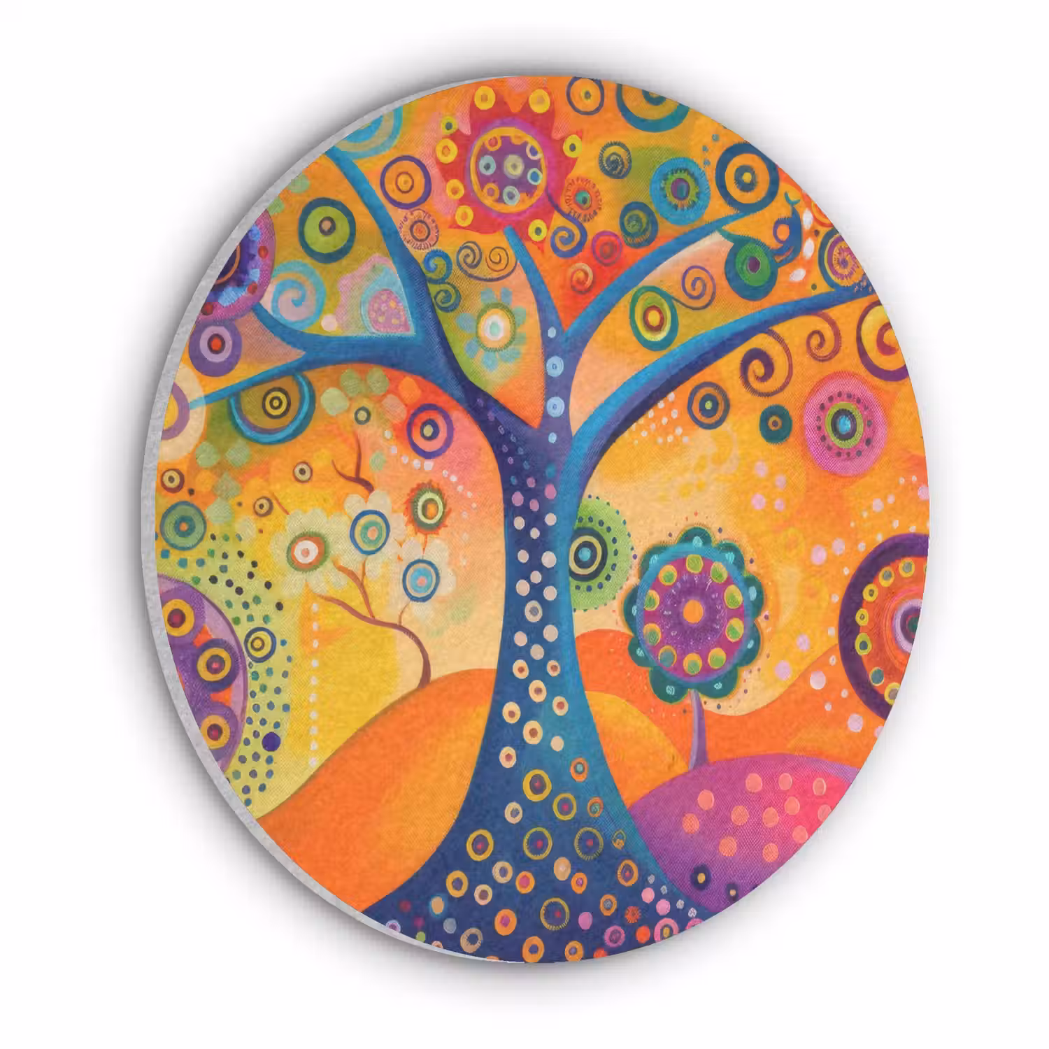 Boom - Levensboom - Abstract - Kleurrijk Akoestische PET Vilt - Rond klein -3d