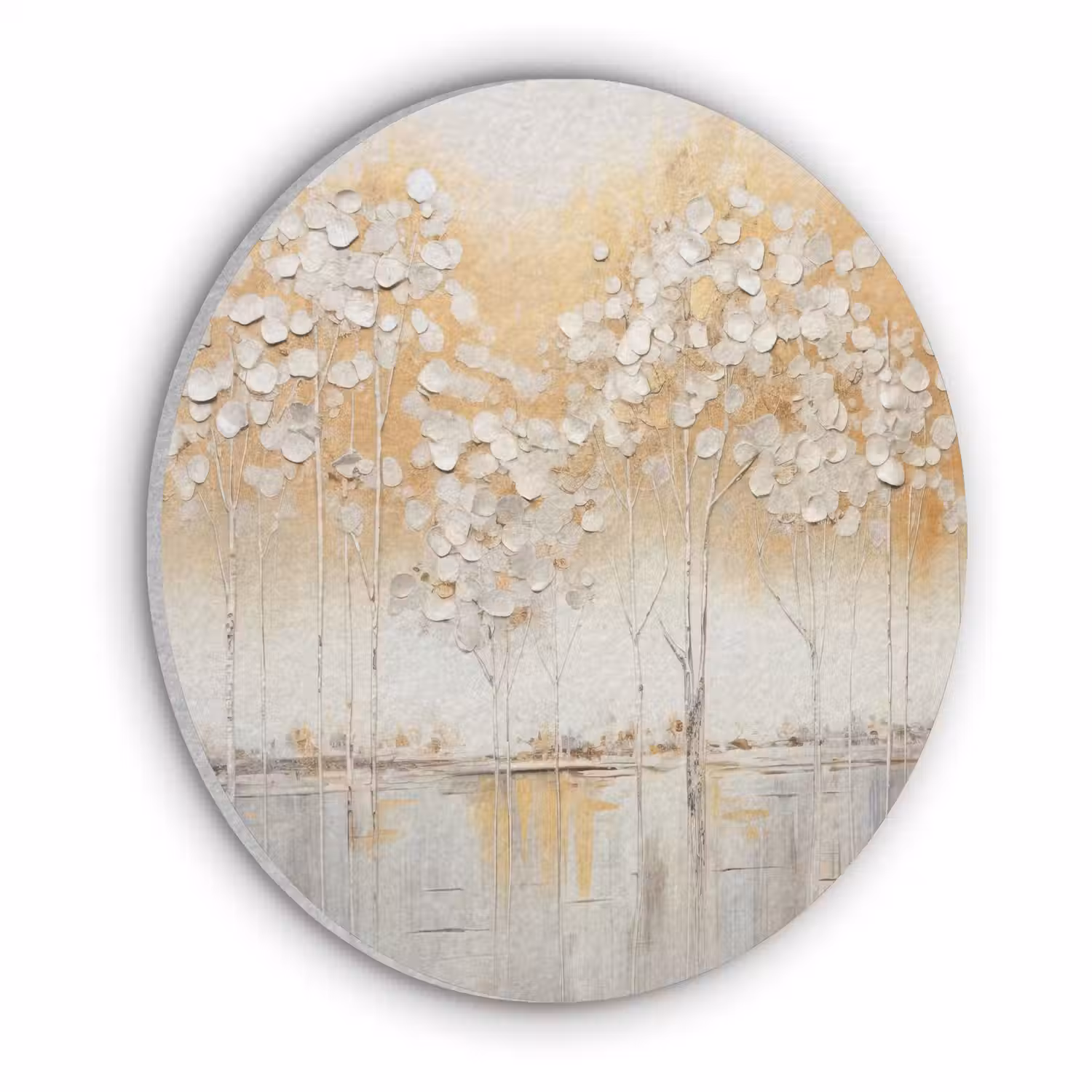 Bomen - Kunst - Acryl - Natuur Akoestische PET Vilt - Rond klein -3d