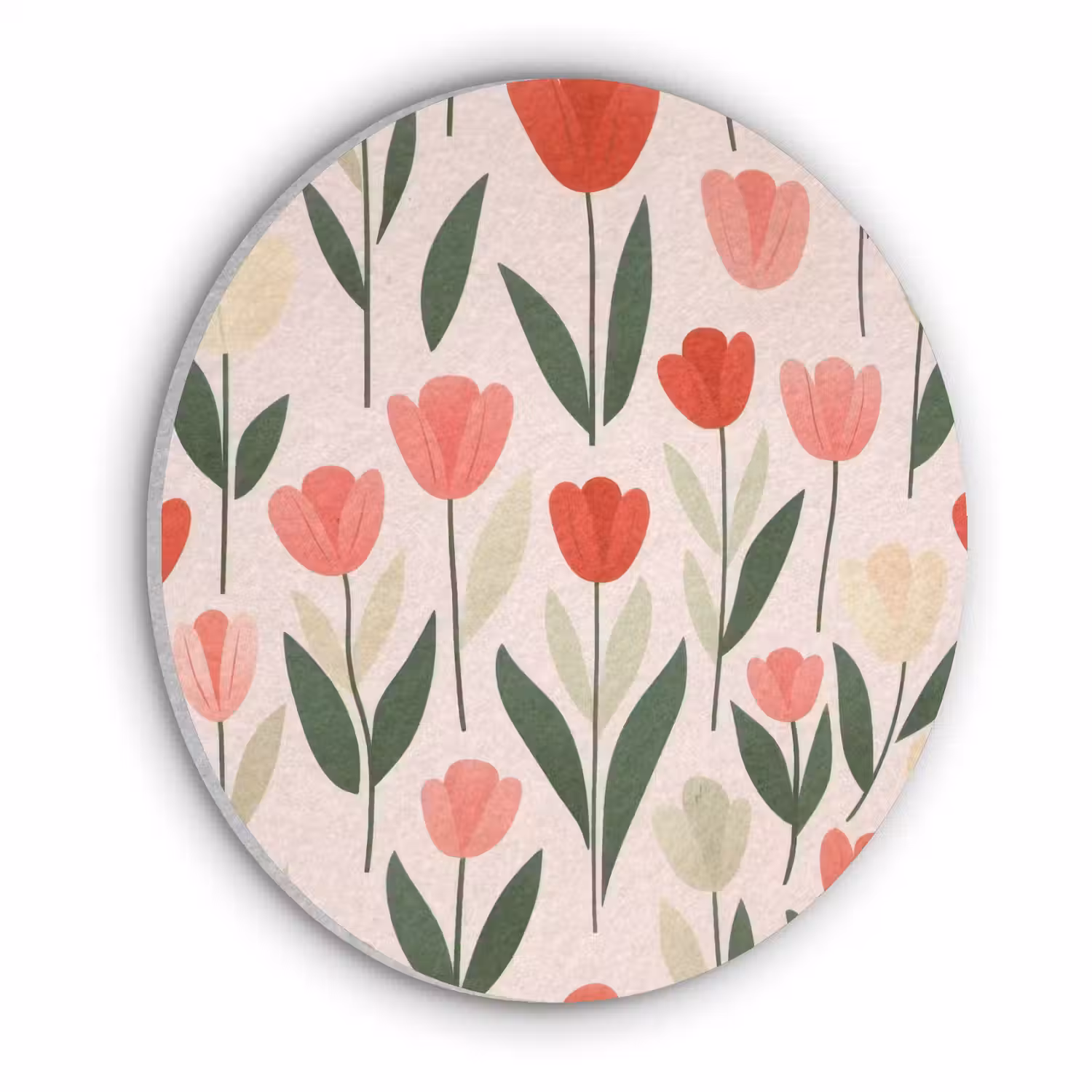 Tulpen - Modern - Roze Akoestische PET Vilt - Rond klein -3d