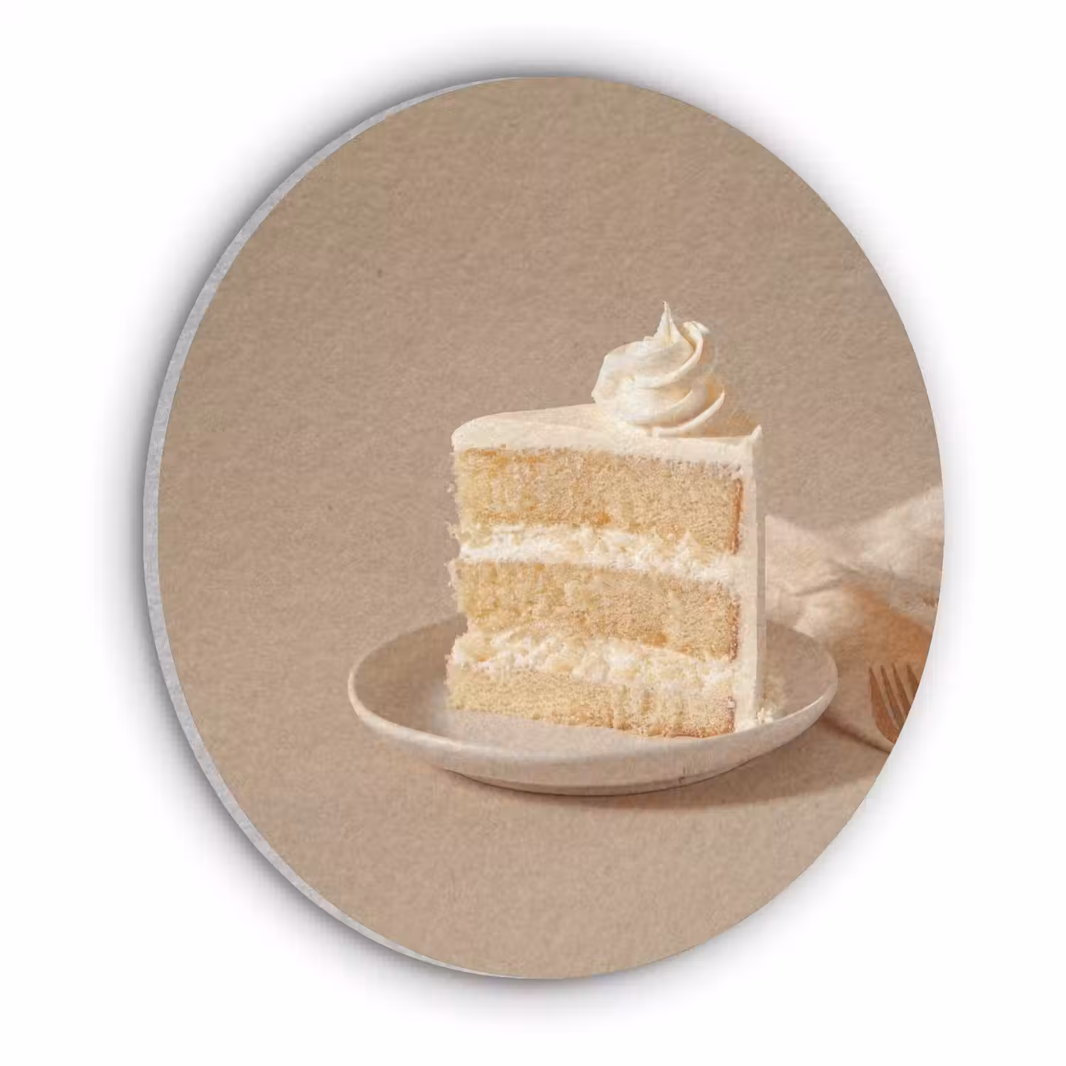 Vanilletaart - Cake - Romig Akoestische PET Vilt - Rond klein -3d