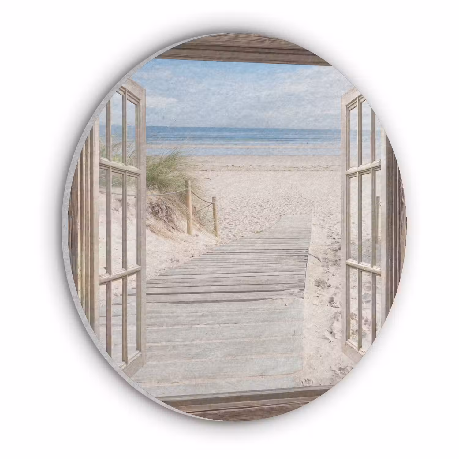 Doorkijk - Strand - Duinen - Pad - Landschap Akoestische PET Vilt - Rond klein -3d