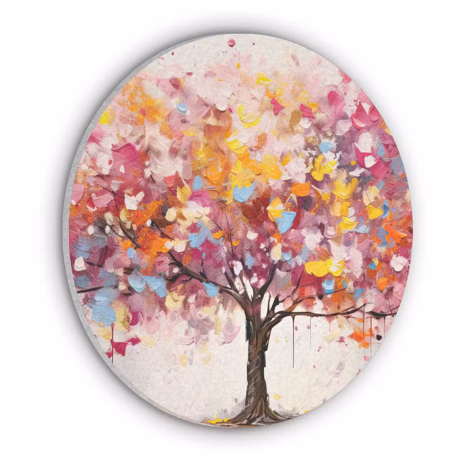 Aquarel - Boom - Kunst - Abstract Akoestische PET Vilt - Rond klein -3d