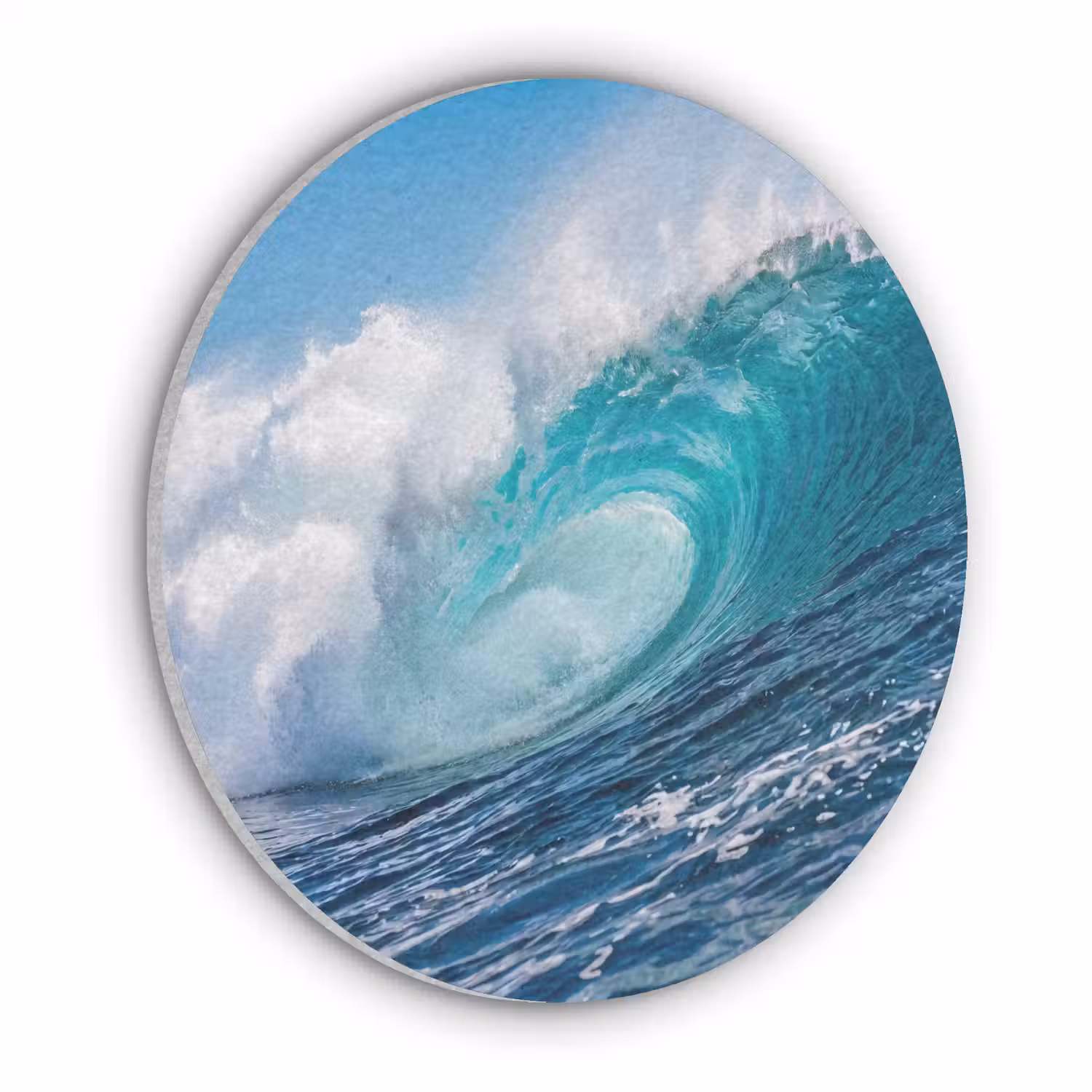 Golf - Oceaan - Water - Dynamisch - Blauw Akoestische PET Vilt - Rond klein -3d