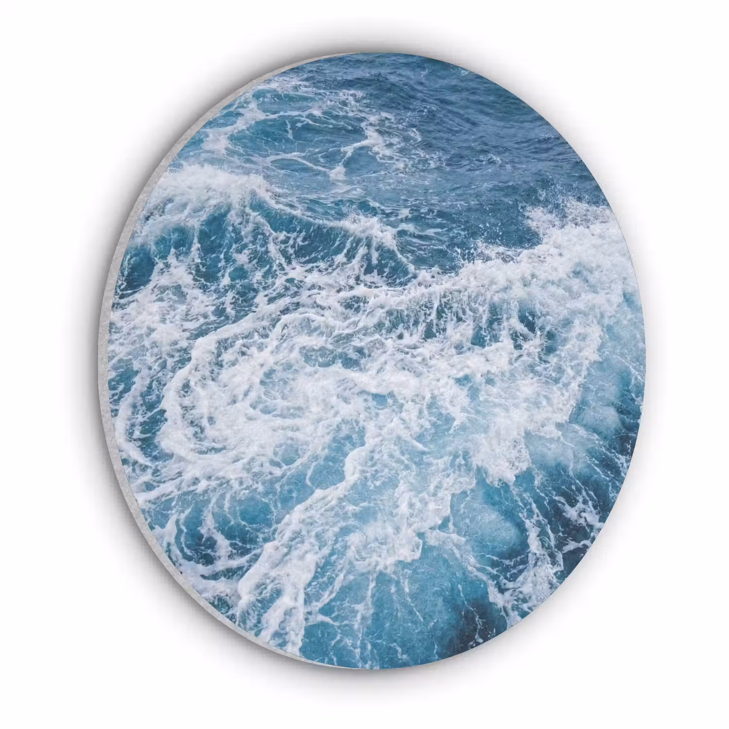 Golven - Oceaan - Blauw Akoestische PET Vilt - Rond klein -3d