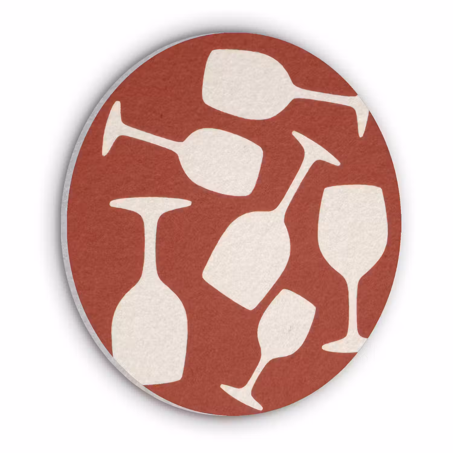 Wijnglazen - Silhouetten - Wit Akoestische PET Vilt - Rond klein -3d