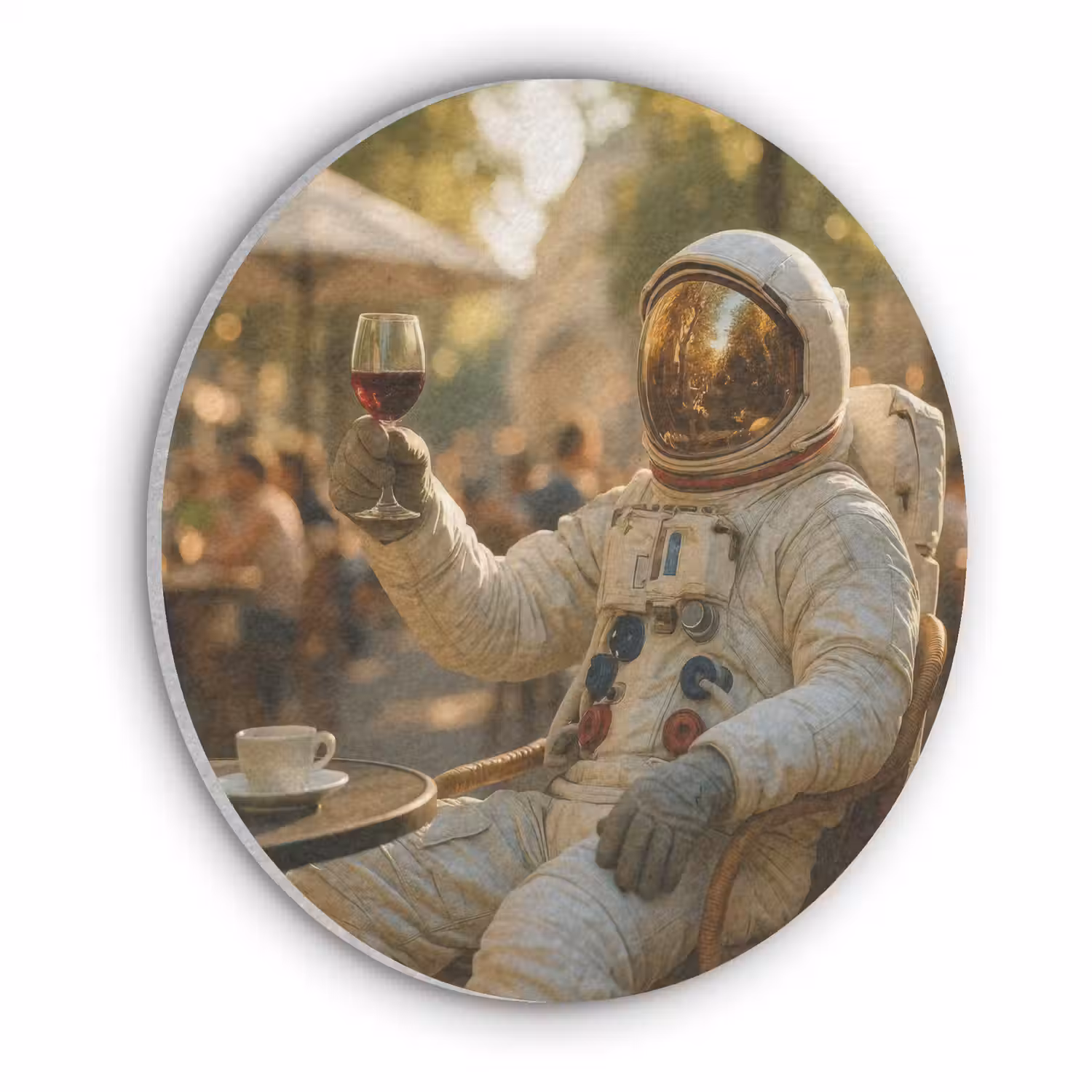 Wijn - Rood - Terras - Koffie Akoestische PET Vilt - Rond klein -3d